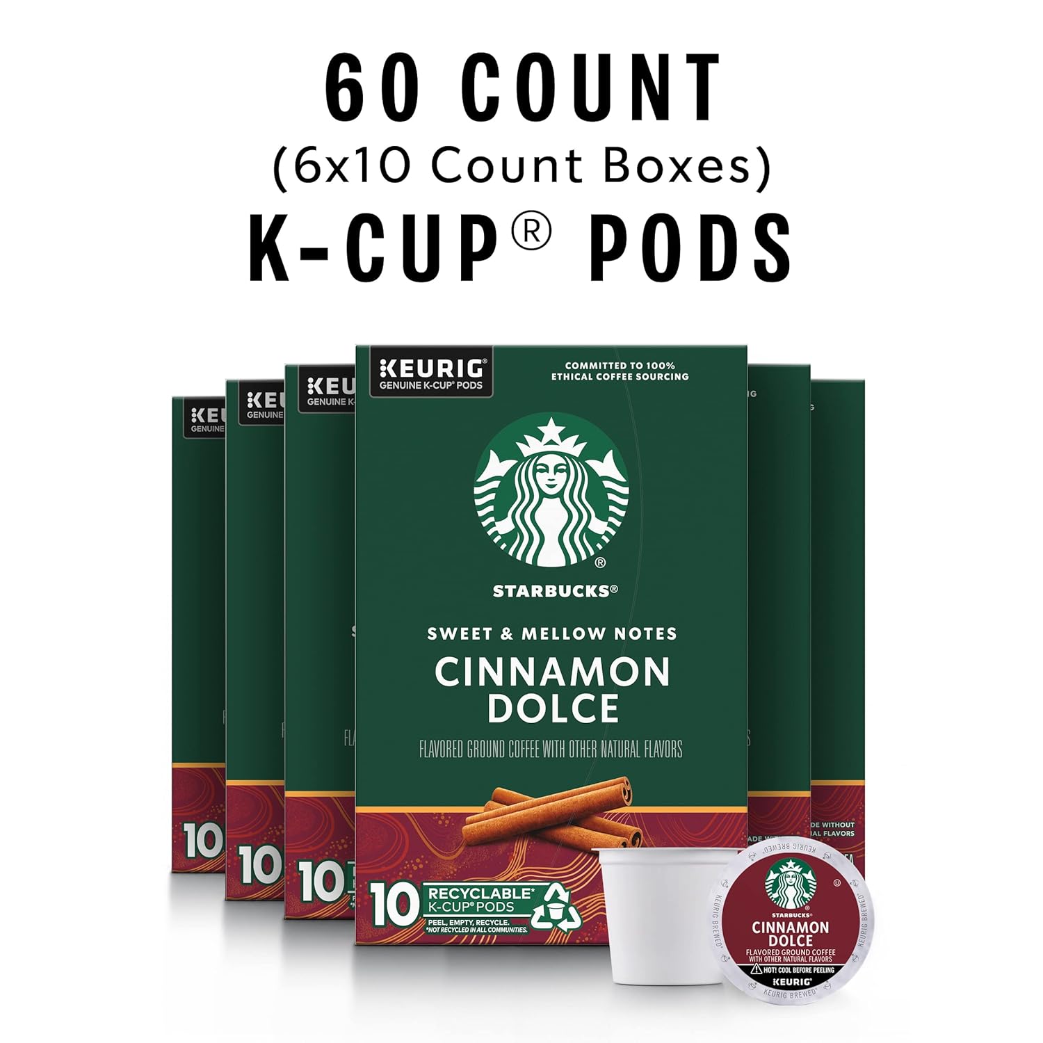 Starbucks K-Cup Coffee Pods, Starbucks Blonde Roast Coffee, Veranda Blend for Keurig Brewers, 100% Arabica, 6 boxes (60 pods total)