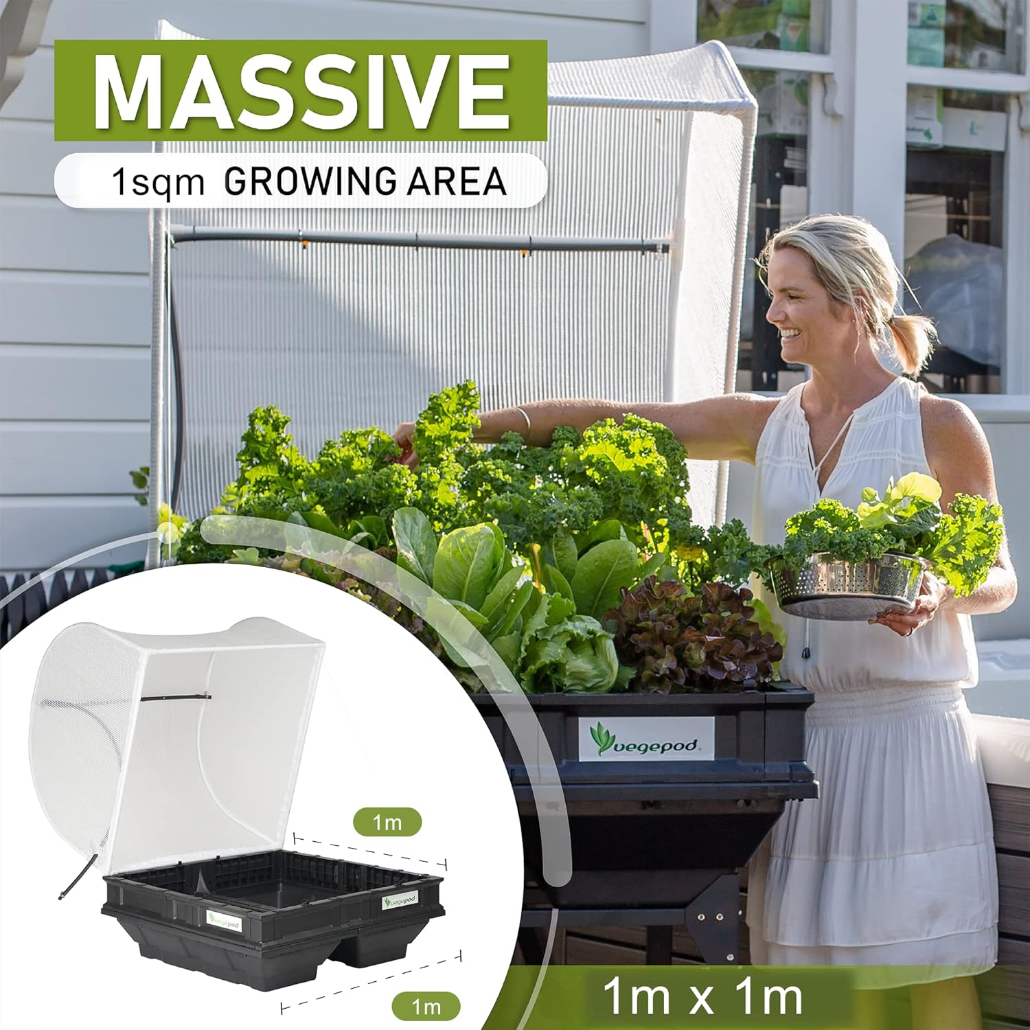 Vegepod - Raised Garden Bed - Self Watering Container Garden Kit with Protective Cover