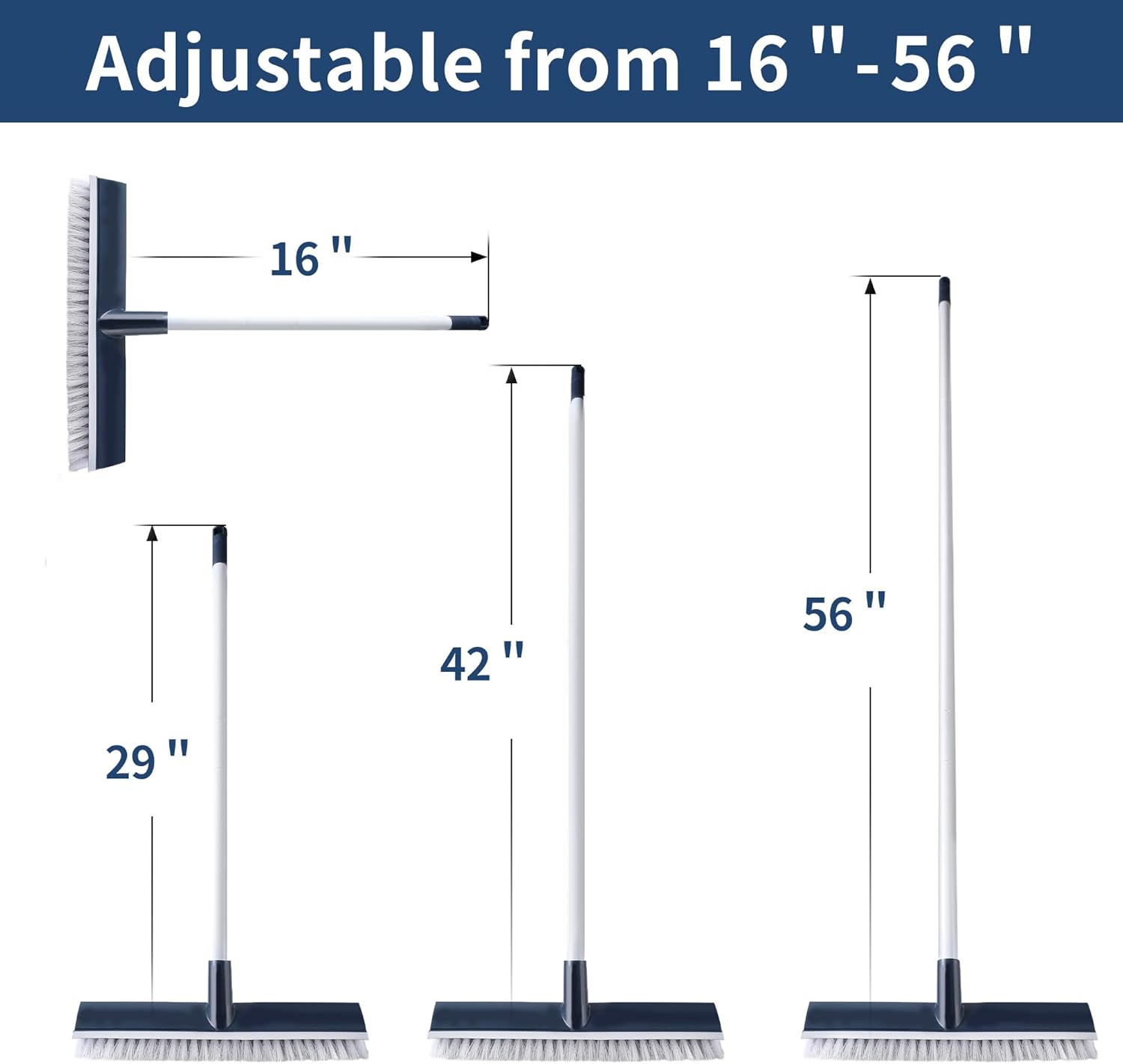 BOOMJOY Floor Scrub Brush with Long Handle, 2 in 1 Scrape and Brush, Stiff Bristles Floor Scrubber, Deck Brush for Cleaning Bathroom, Patio, Garage, Kitchen, Bath, Tile