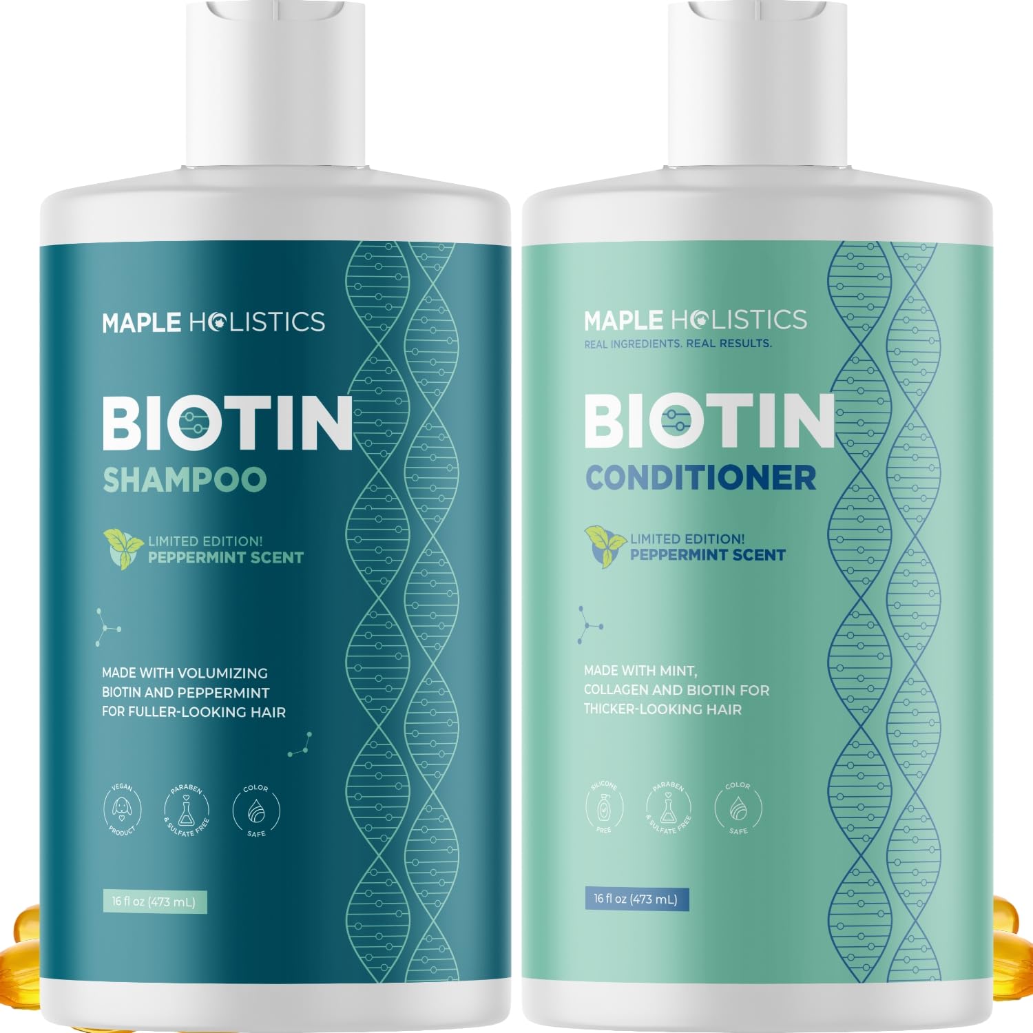 Volumizing Biotin Shampoo and Conditioner Set - Sulfate Free Shampoo and Conditioner for Dry Damaged Hair Care - Thinning Hair Shampoo and Conditioner with Nourishing Biotin and Rosemary Oil (8oz)