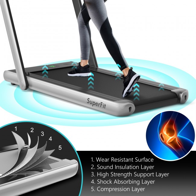 2 in 1 Folding Treadmill with Bluetooth Speaker Remote Control
