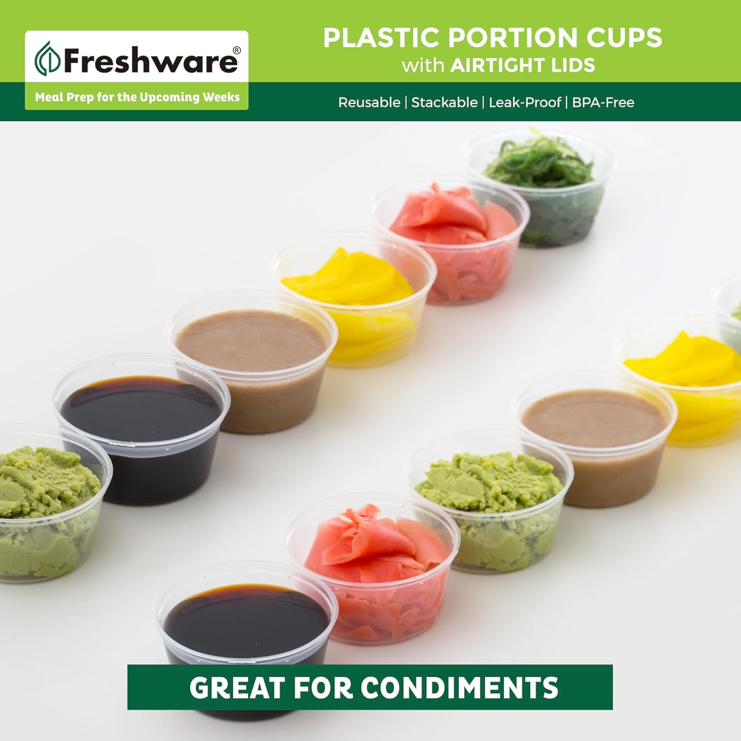 Freshware 200-Piece Polypropylene Portion Cups, Clear | 2 Ounce | 200 Sets | Cups with Lids
