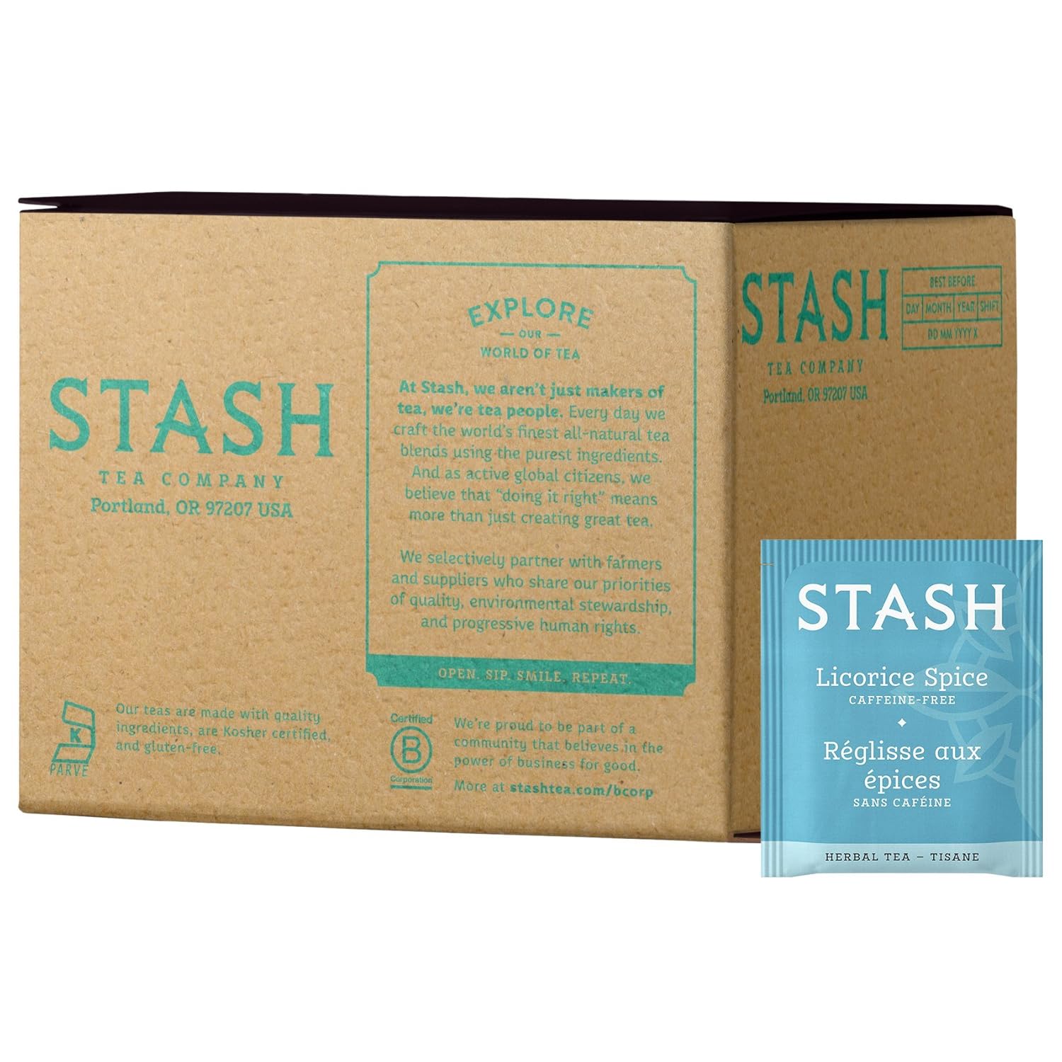 Stash Tea Double Bergamot Earl Grey Black Tea, Box of 100 Tea Bags