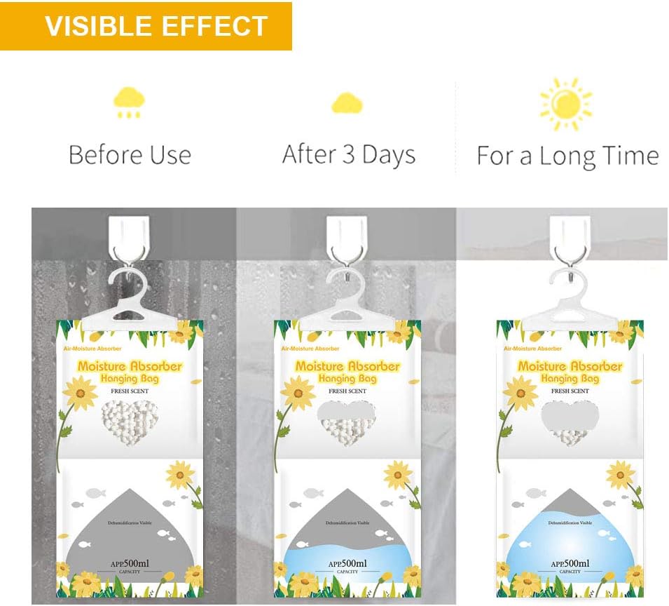 CANAGER Hanging Moisture Absorber, Lavender Vanilla Moistureproof Hanging Bag，Dehumidifier Bag (8 packs) Hanging Closet Dehumidifier Bags, Moisture Absorb 12.5 oz