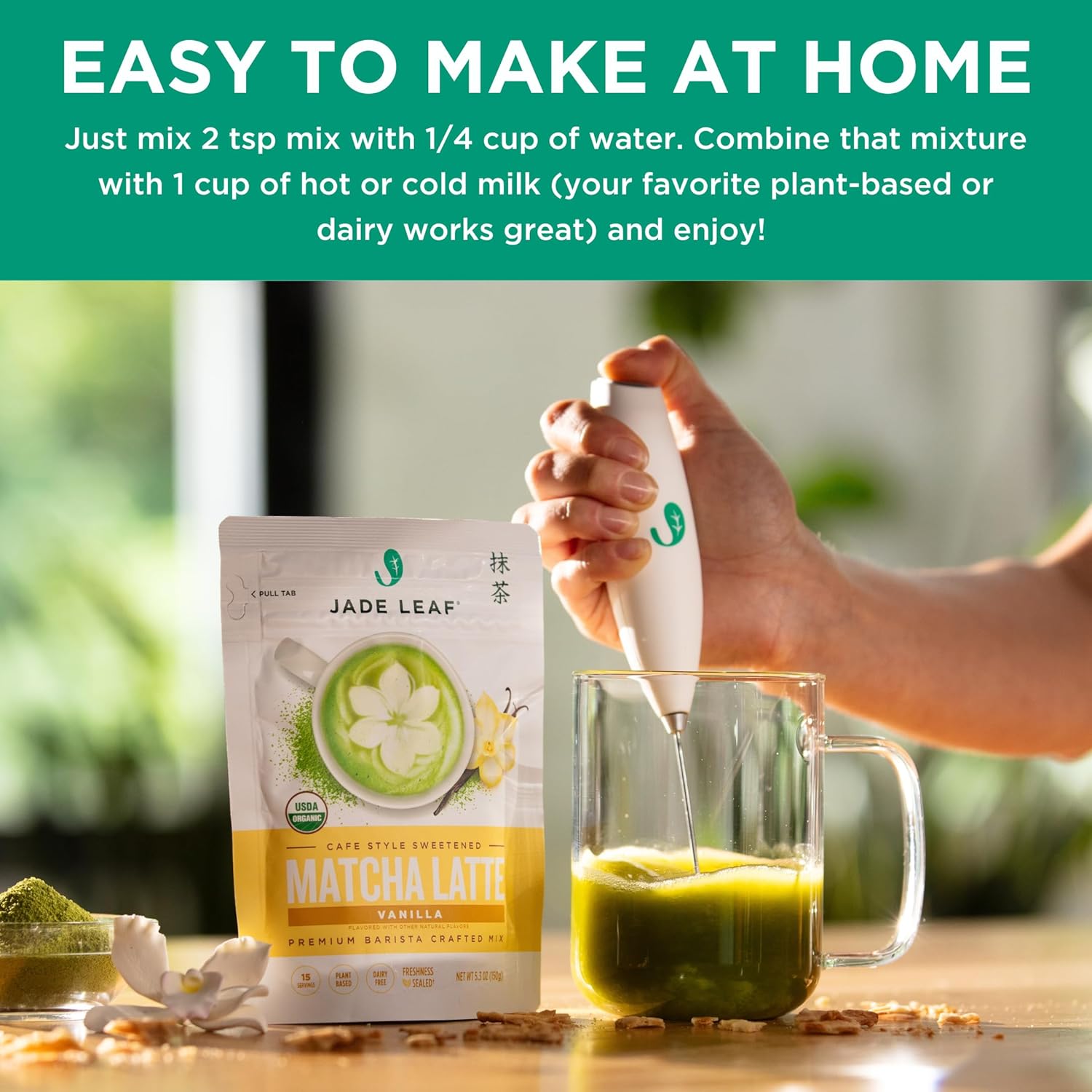 Jade Leaf Matcha Organic Café Style Sweetened Matcha Latte Premium Barista Crafted Mix - Original - Authentically Japanese (5.3 Ounce Pouch)