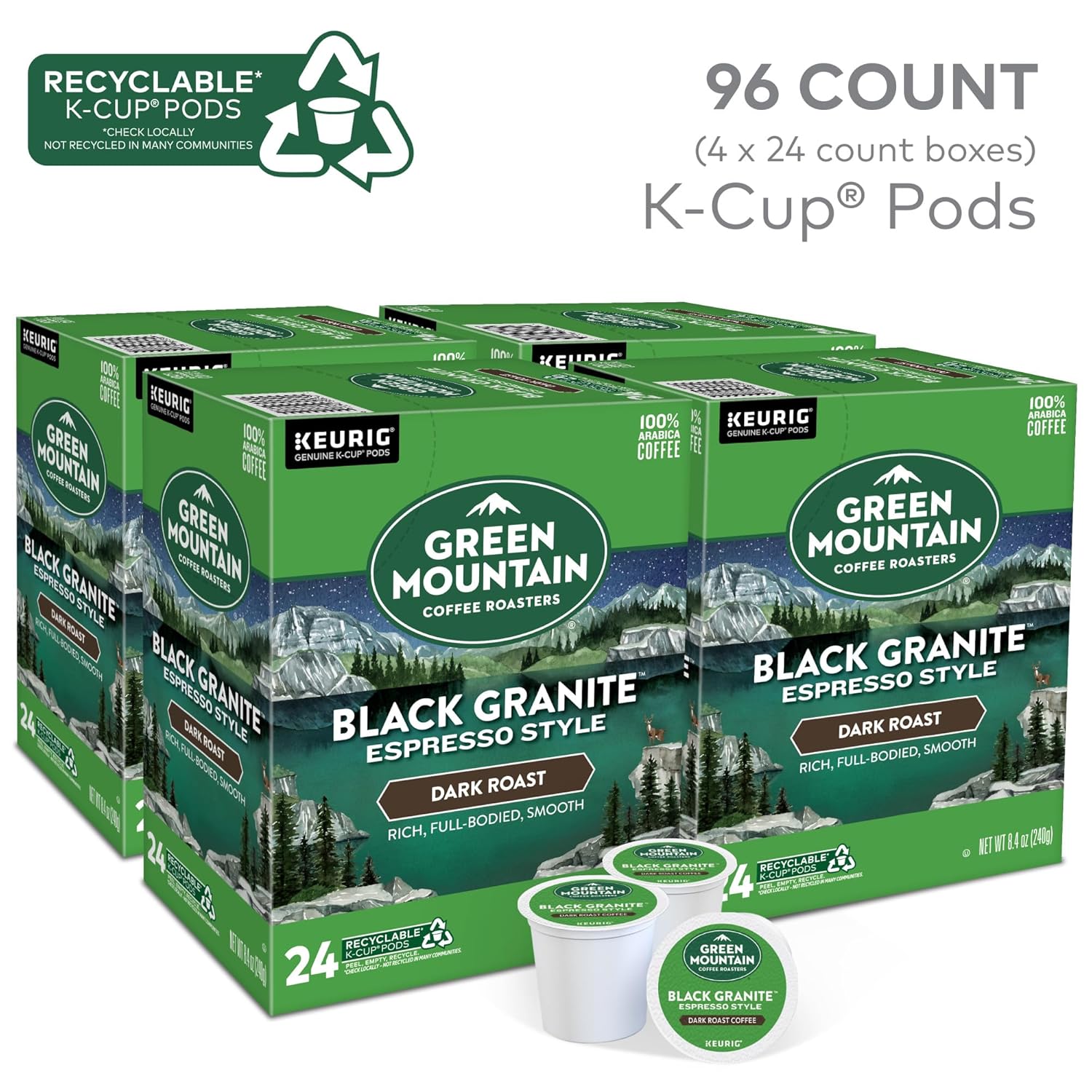 Green Mountain Coffee Roasters Dark Magic Keurig Single-Serve K-Cup Pods, Dark Roast Coffee, 72 Count (6 Packs of 12)