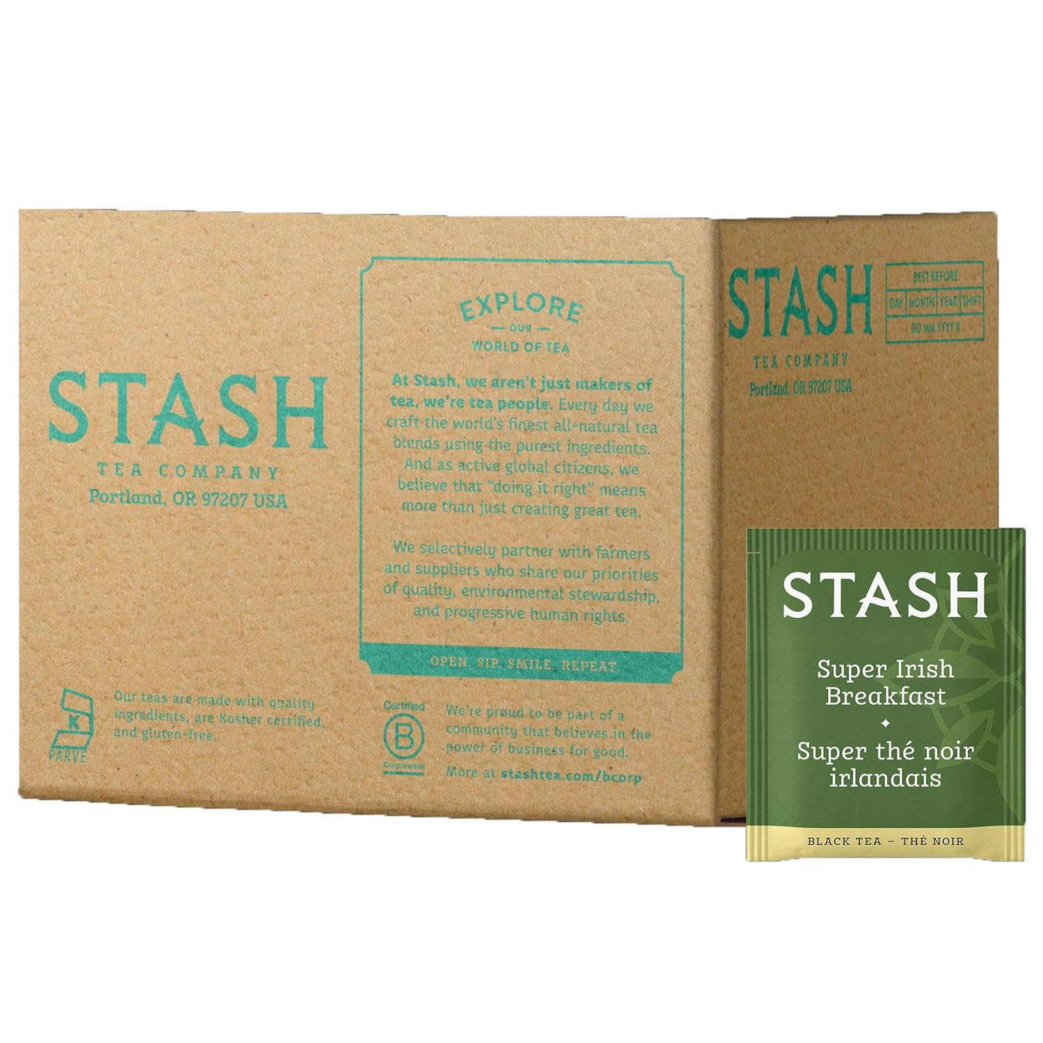 Stash Tea Double Bergamot Earl Grey Black Tea, Box of 100 Tea Bags