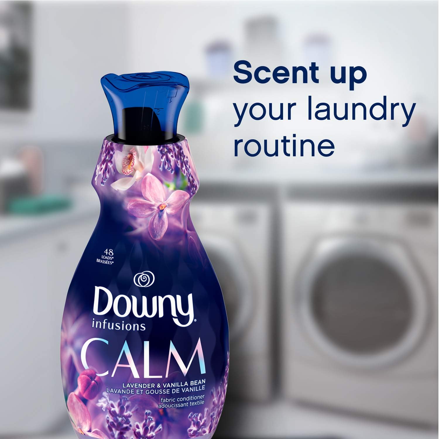 Downy Infusions Laundry Fabric Softener Liquid, CALM, Lavender and Vanilla Bean Scent, 56 fl oz (Pack of 2)
