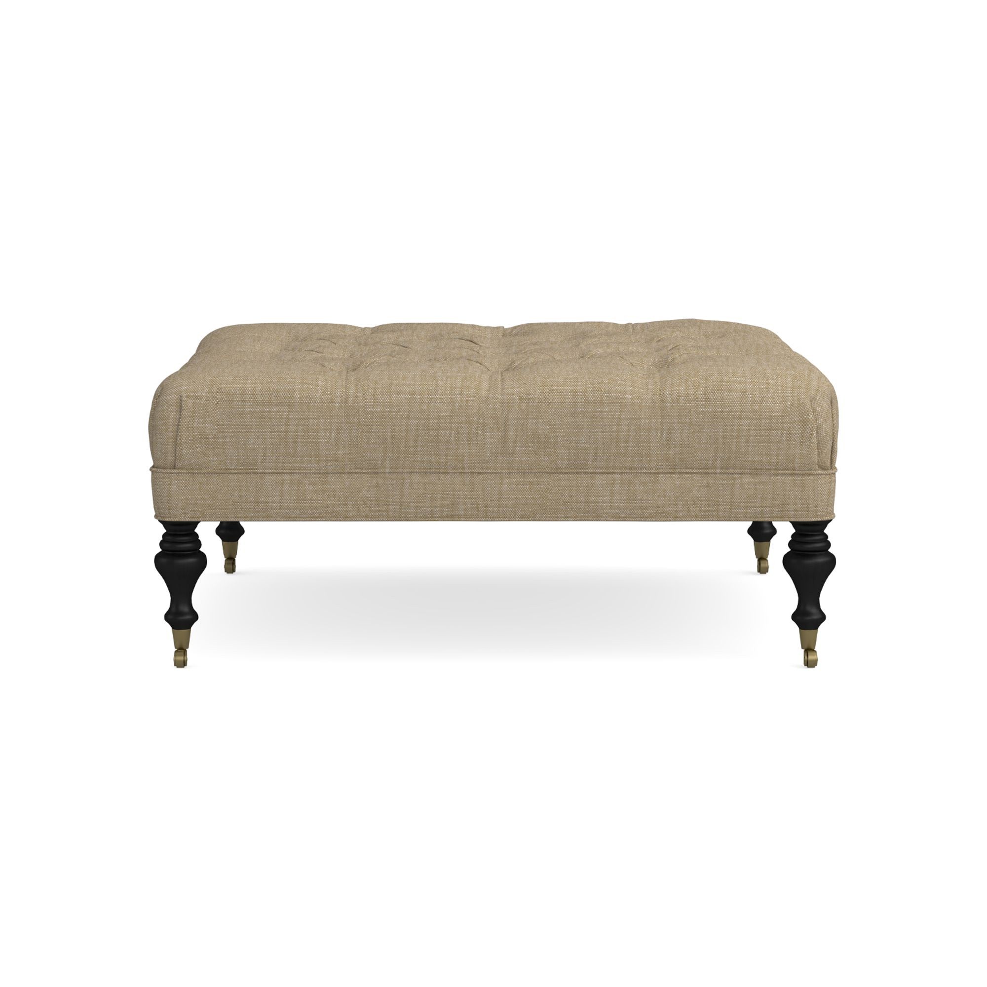 Fairfax Square Ottoman, Turned Leg with Tufted Top (26