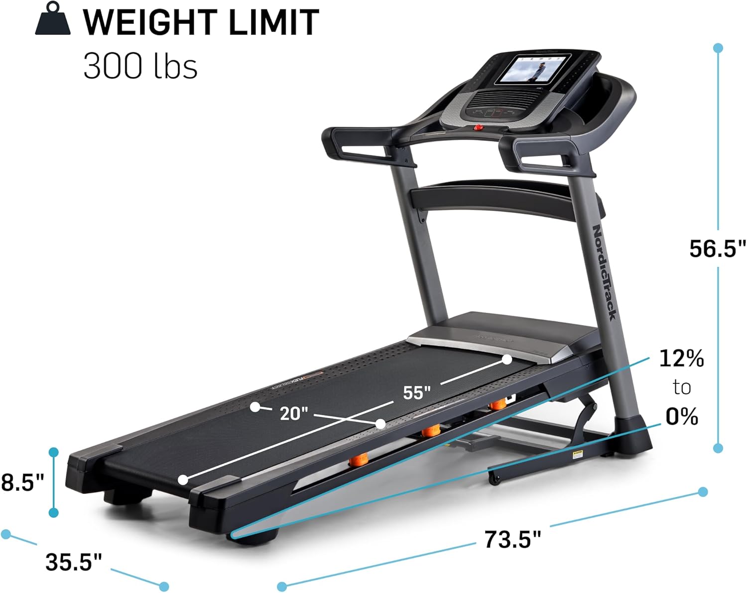 NordicTrack T Series: Perfect Treadmills for Home Use, Walking or Running Treadmill with Incline, Bluetooth Enabled, 300 lbs User Capacity