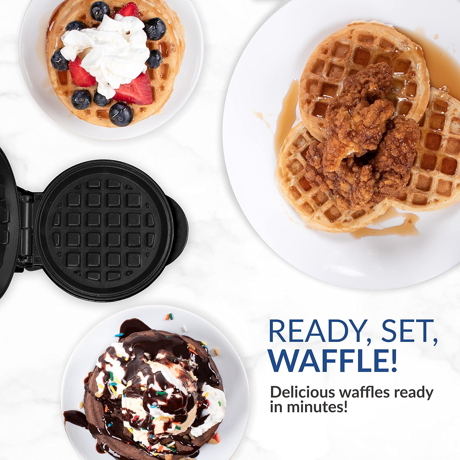 Nostalgia MyMini Cars and Trucks Shape Electric Waffle Maker, 5-Inch Non-Stick Griddle for Waffles, Hash Browns, Eggs, and More, Yellow