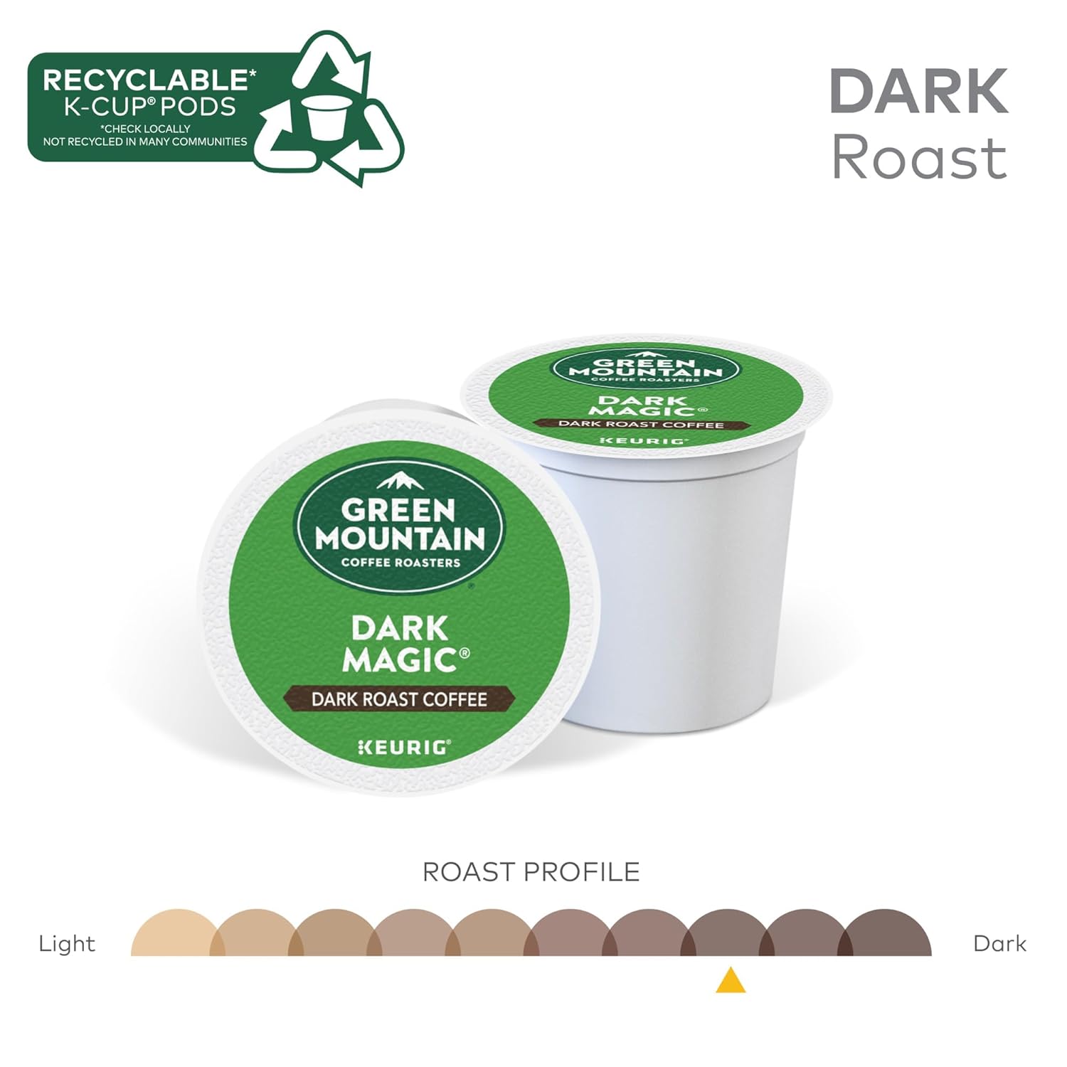 Green Mountain Coffee Roasters Dark Magic Keurig Single-Serve K-Cup Pods, Dark Roast Coffee, 72 Count (6 Packs of 12)