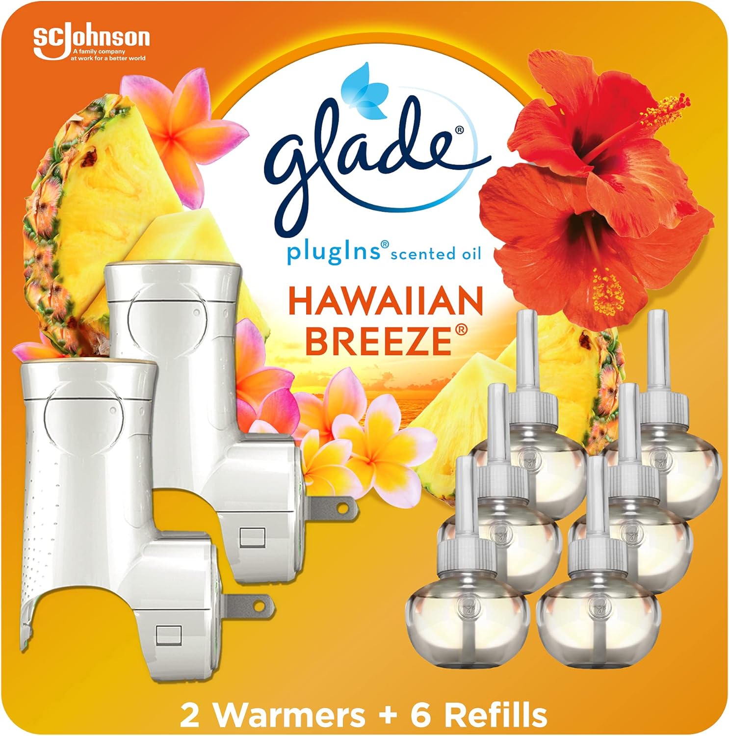 Glade PlugIns Air Freshener Starter Kit, Scented and Essential Oils for Home and Bathroom, Clean Linen, 4.02 Fl Oz, 2 Warmers and 6 Refills