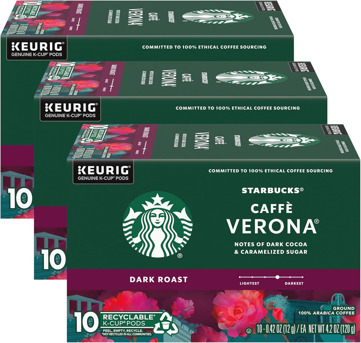 Starbucks K-Cup Coffee Pods, Dark Roast Coffee, French Roast for Keurig Brewers, 100% Arabica, 4 boxes (96 pods total)