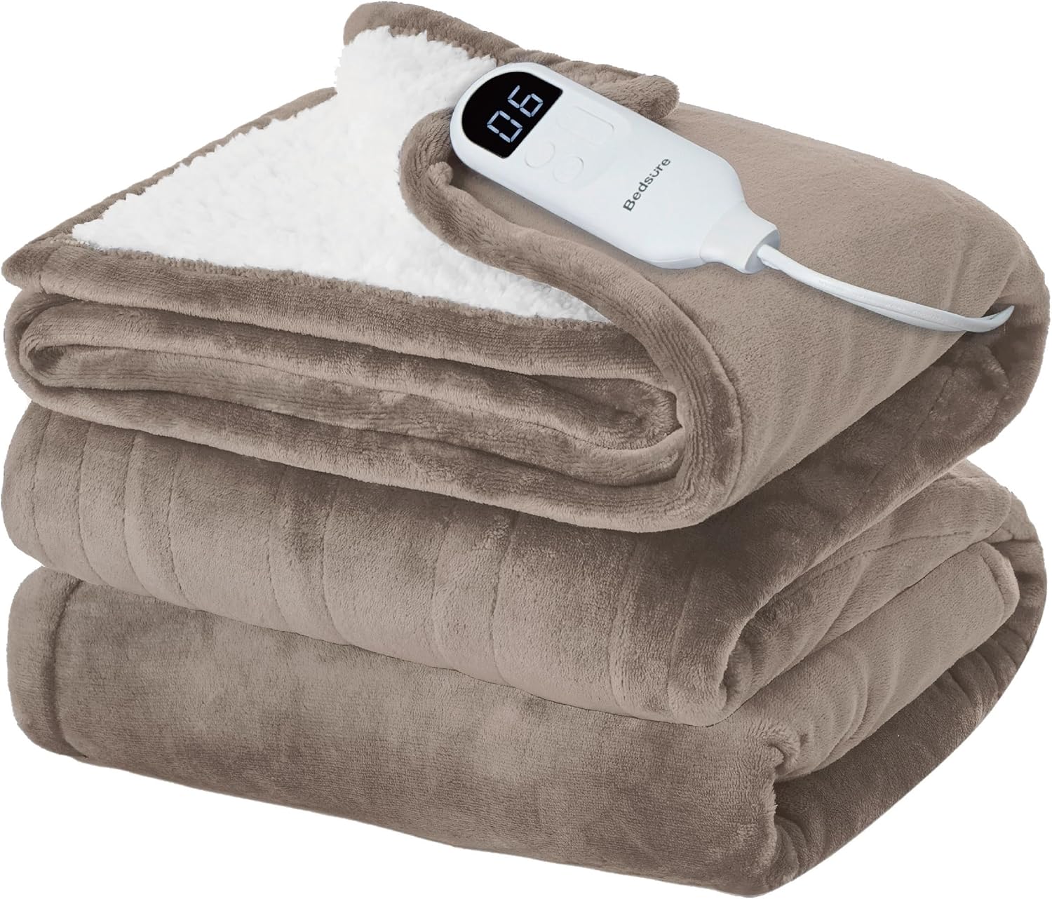 Bedsure Heated Blanket Electric Throw - Soft Flannel Electric Blanket, Heating Blanket with 4 Time Settings & 6 Heat Settings, Warm Blanket Gift for Grandma (50x60 inches, Grey)