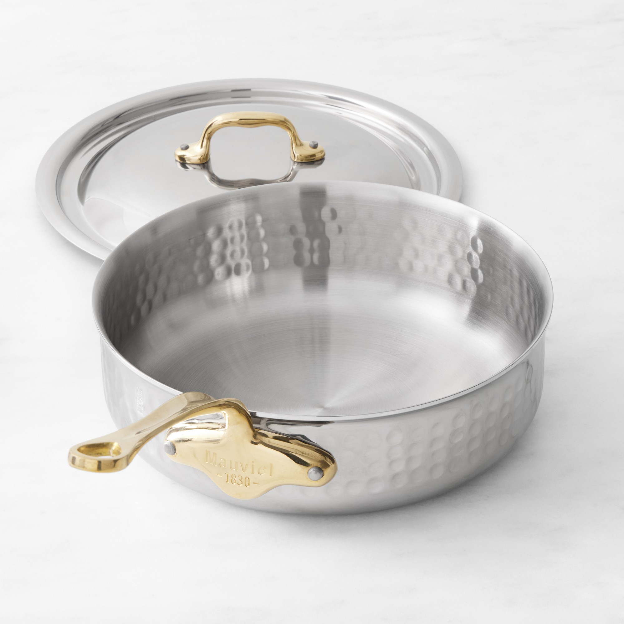 Mauviel M'Elite B Hammered Stainless-Steel Saute Pan, 3-Qt.