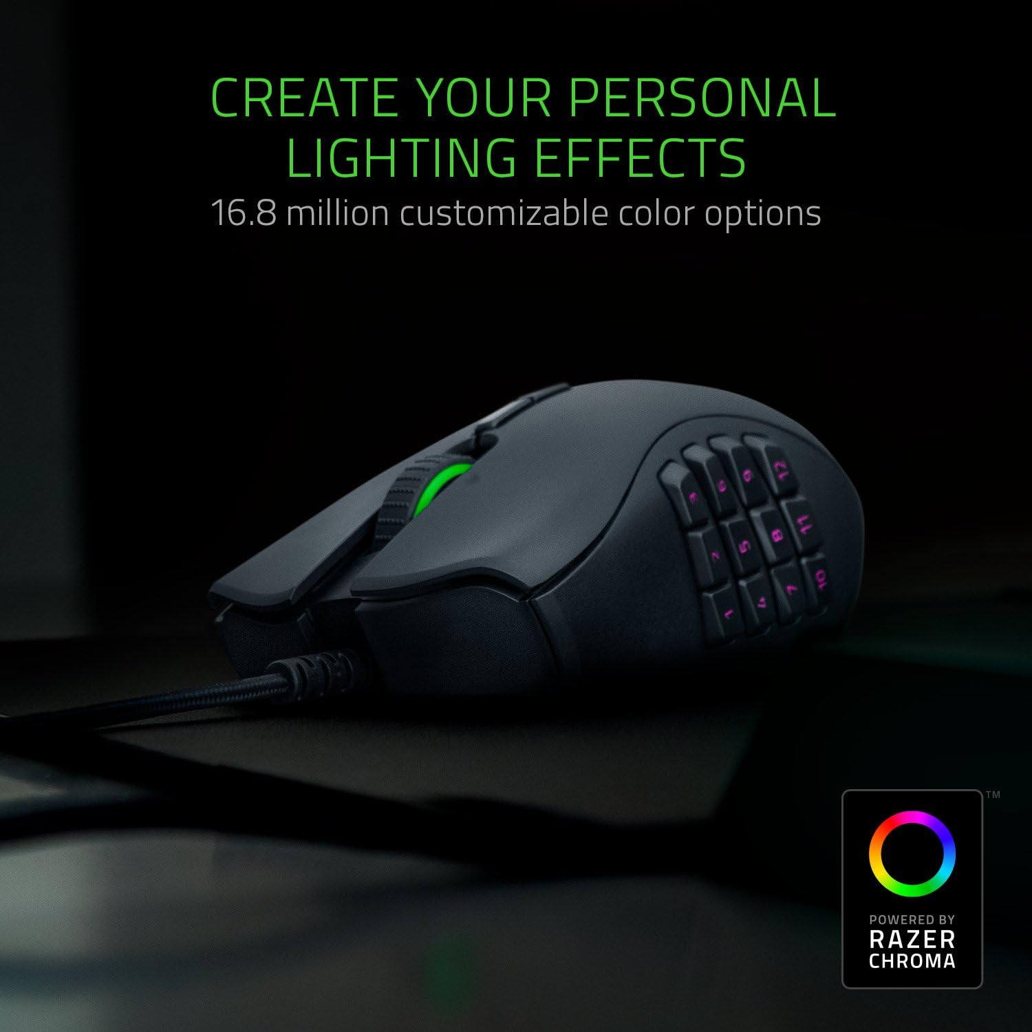Razer Naga Pro Wireless Gaming Mouse: Interchangeable Side Plate w/ 2, 6, 12 Button Configurations - Focus+ 20K DPI Optical Sensor - Fastest Gaming Mouse Switch - Chroma RGB Lighting