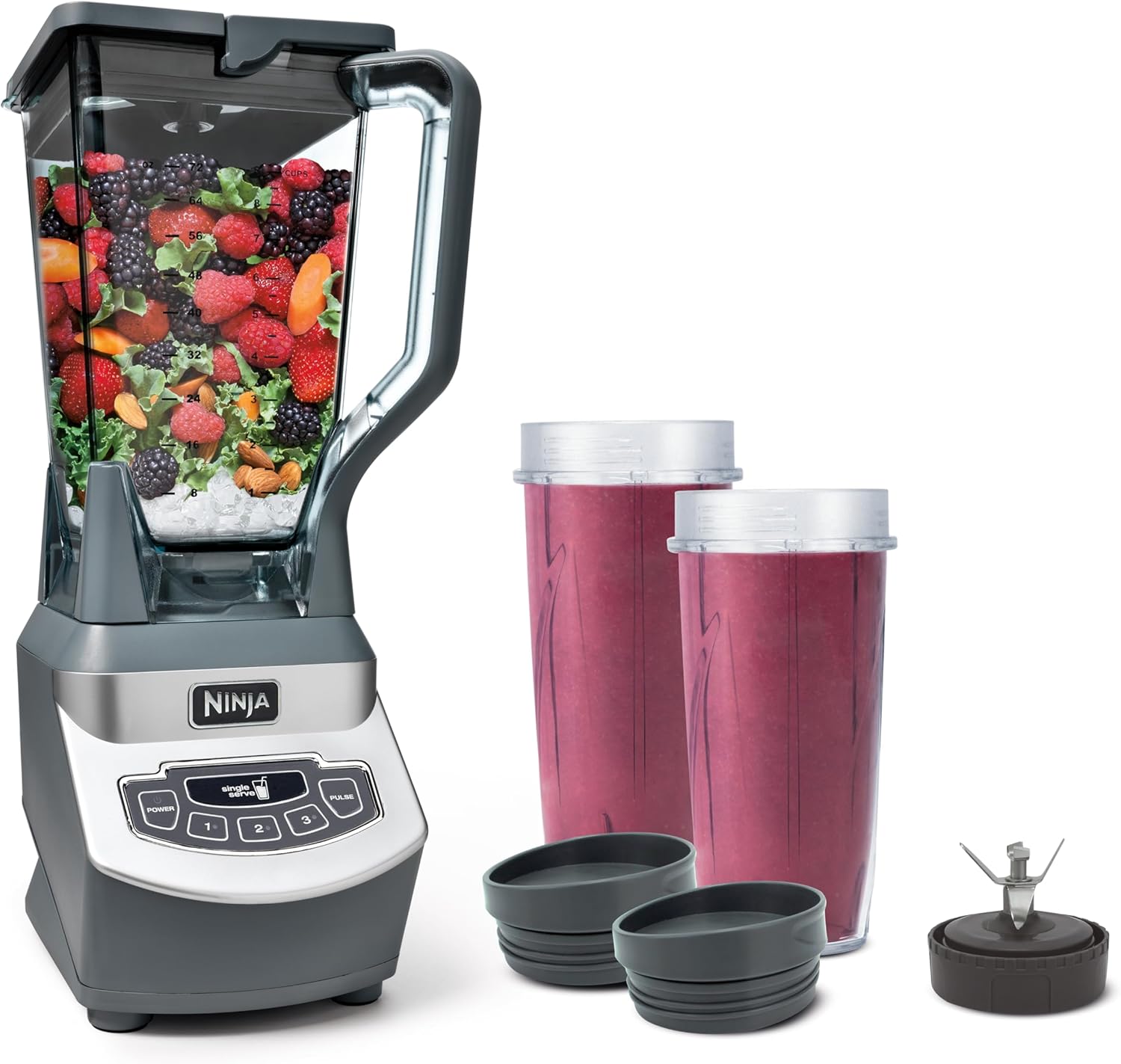 Ninja Blender, For-Smoothies, Salsa, Shakes, Slush, and-Frozen Drinks, Blender, Pitcher, and-Lid, Blender for-Kitchen, Crushes Ice, Fruit, and-Veggies, 1000-Watt, Dishwasher Safe, Black, NJ601AMZ​
