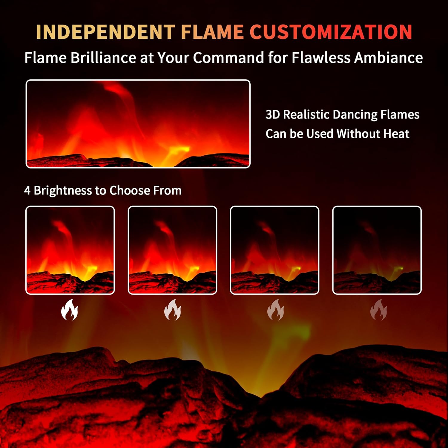 RealSmart Electric Fireplace Heater 22 in Freestanding Fireplace Stove Infrared Fireplace with 3D Flame Effect Remoted Control, Timer, Overheating Protection (Gray)