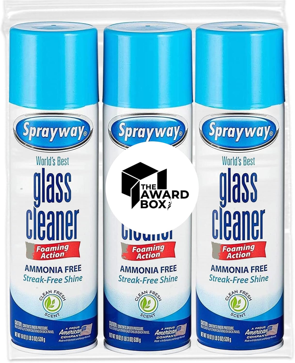 The Award Box Spraiway Glass Cleaner Foam Action Cleaner 19 oz. with Cleaning Cloth in Packaging (3 Pack)