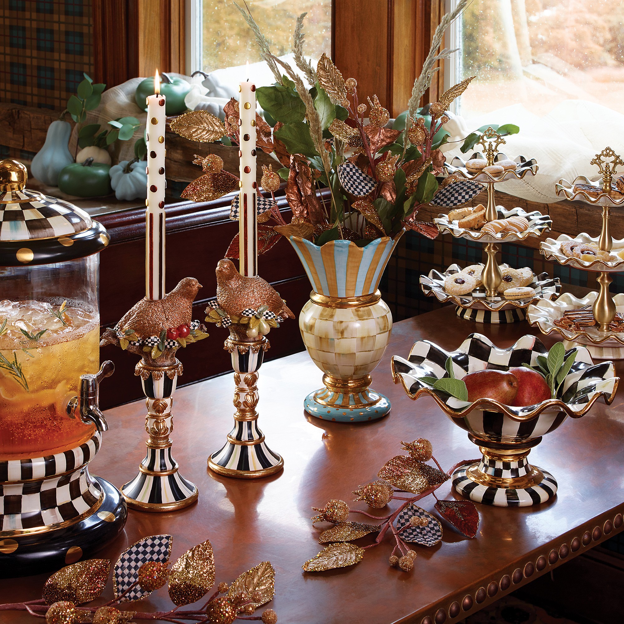 MacKenzie-Childs Courtly Check Ceramic Compote