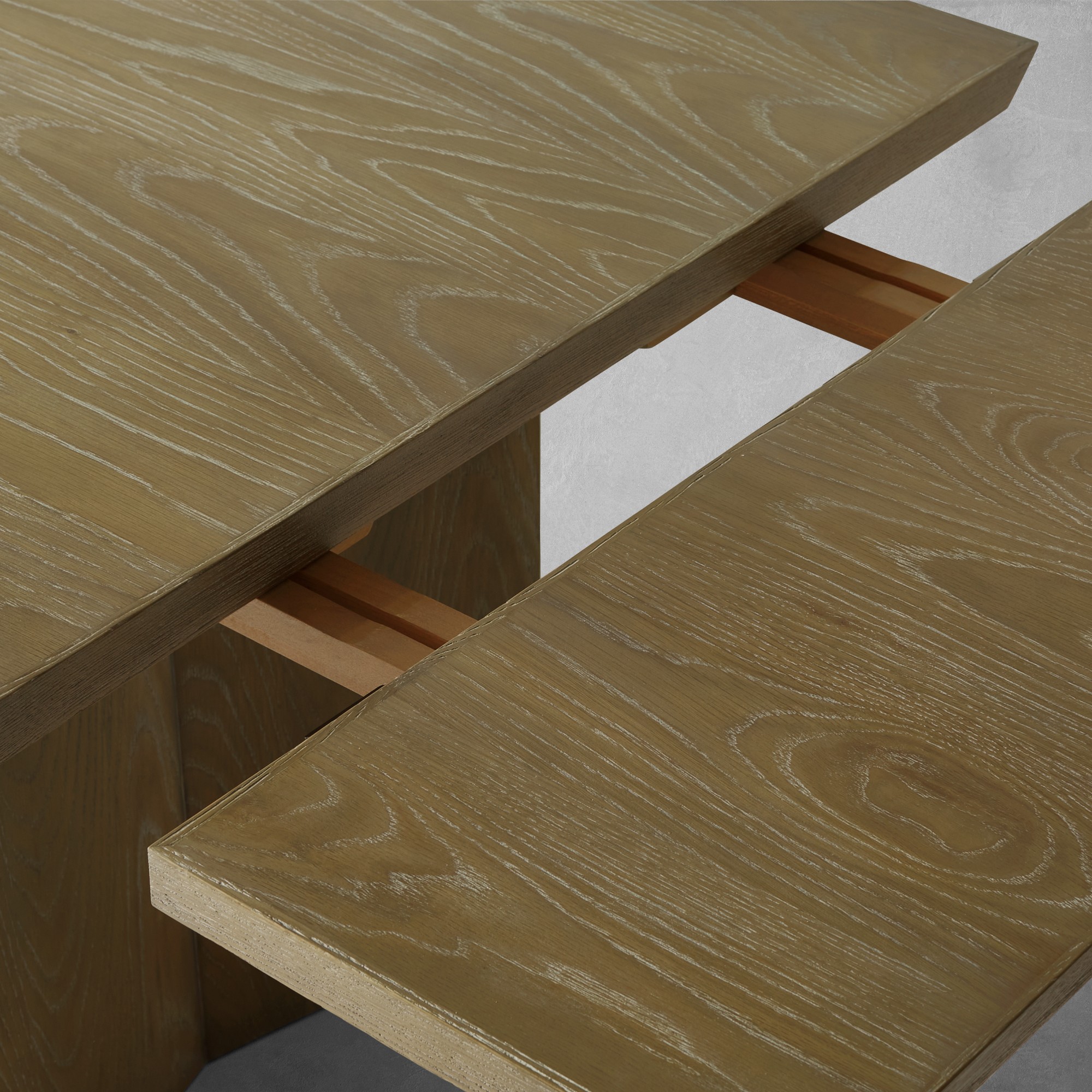 Knife Edge Extendable Rectangular Dining Table, Cerused Heritage Gray (96