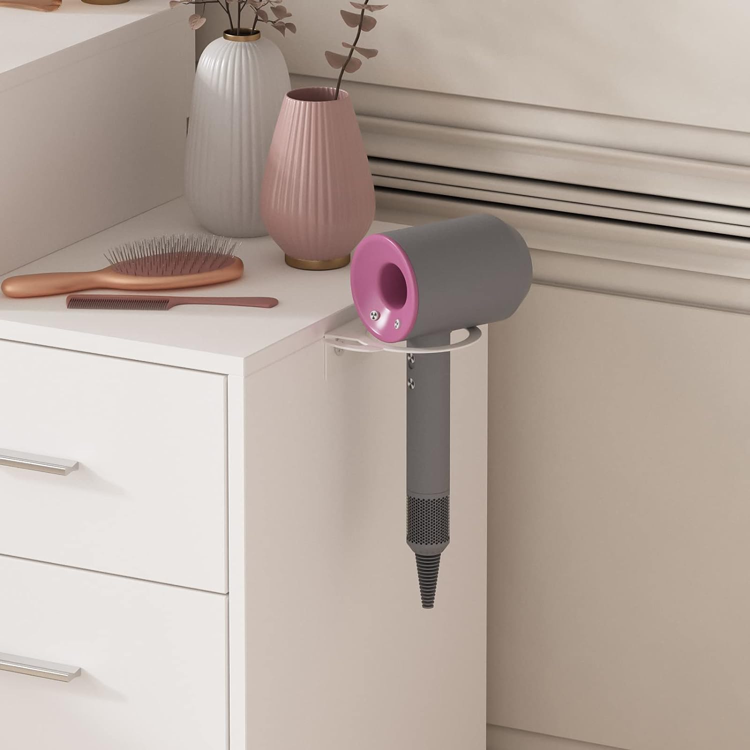 Maupvit Vanity Desk with Mirror and Lights, White Vanity with Bedside Table, 5 Drawers Large Capacity, Metal Silver Handle, Makeup Vanity with 10 Led Lights And Charging Station