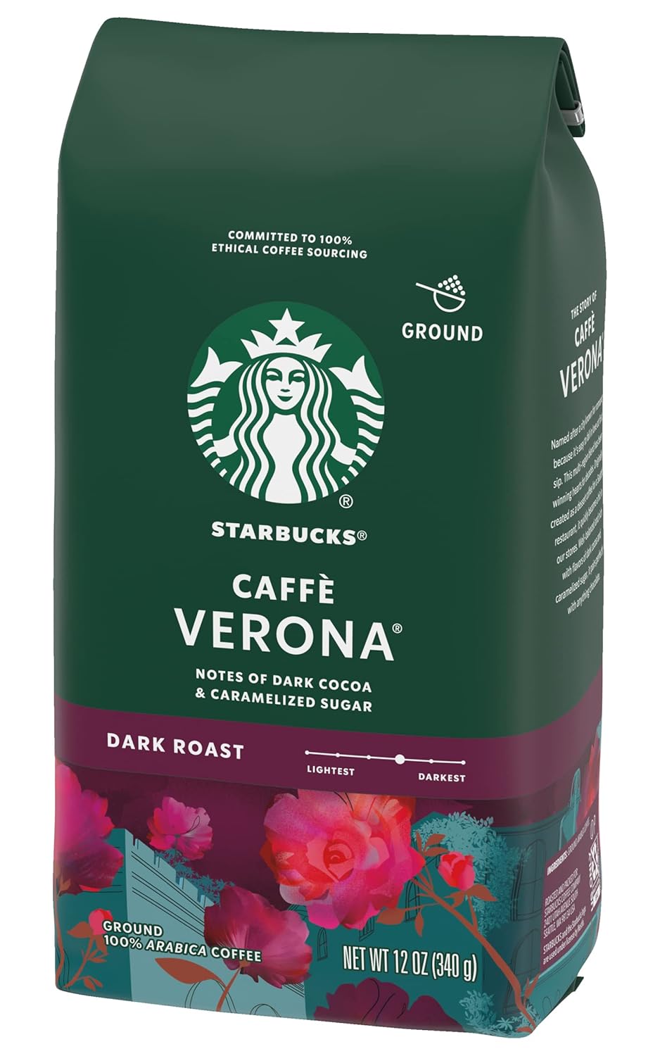 Starbucks Ground Coffee, Dark Roast Coffee, Caffè Verona, 100% Arabica, 1 bag (28 oz)