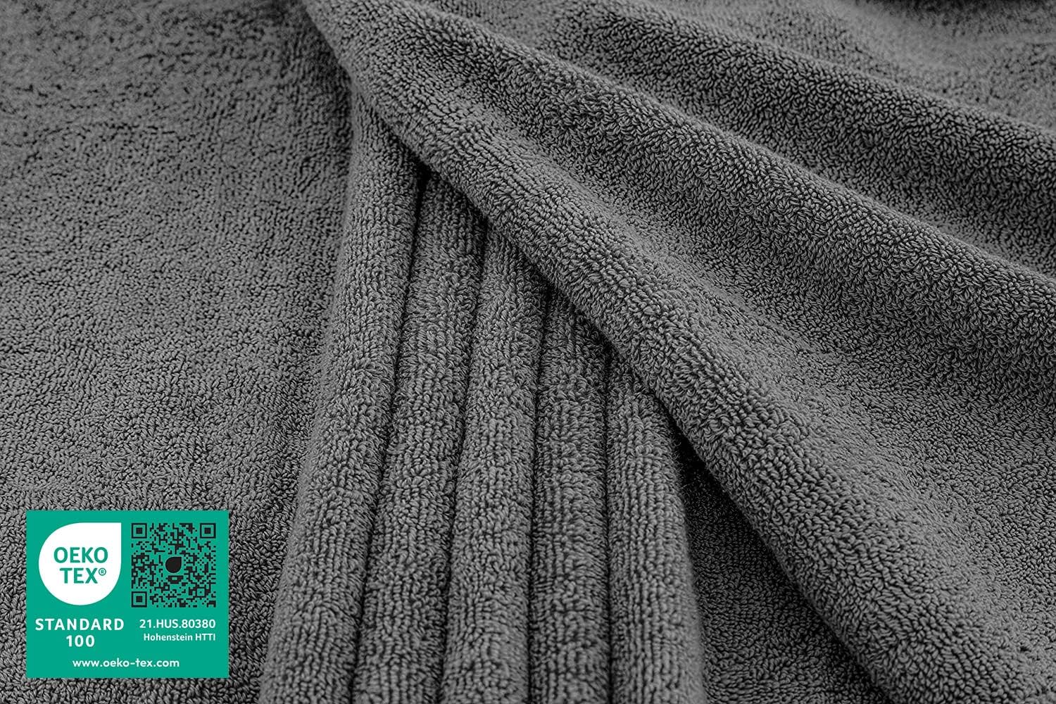 American Soft Linen Luxury 6 Piece Towel Set, 2 Bath Towels 2 Hand Towels 2 Washcloths, 100% Cotton Turkish Towels for Bathroom, Light Grey Towel Sets