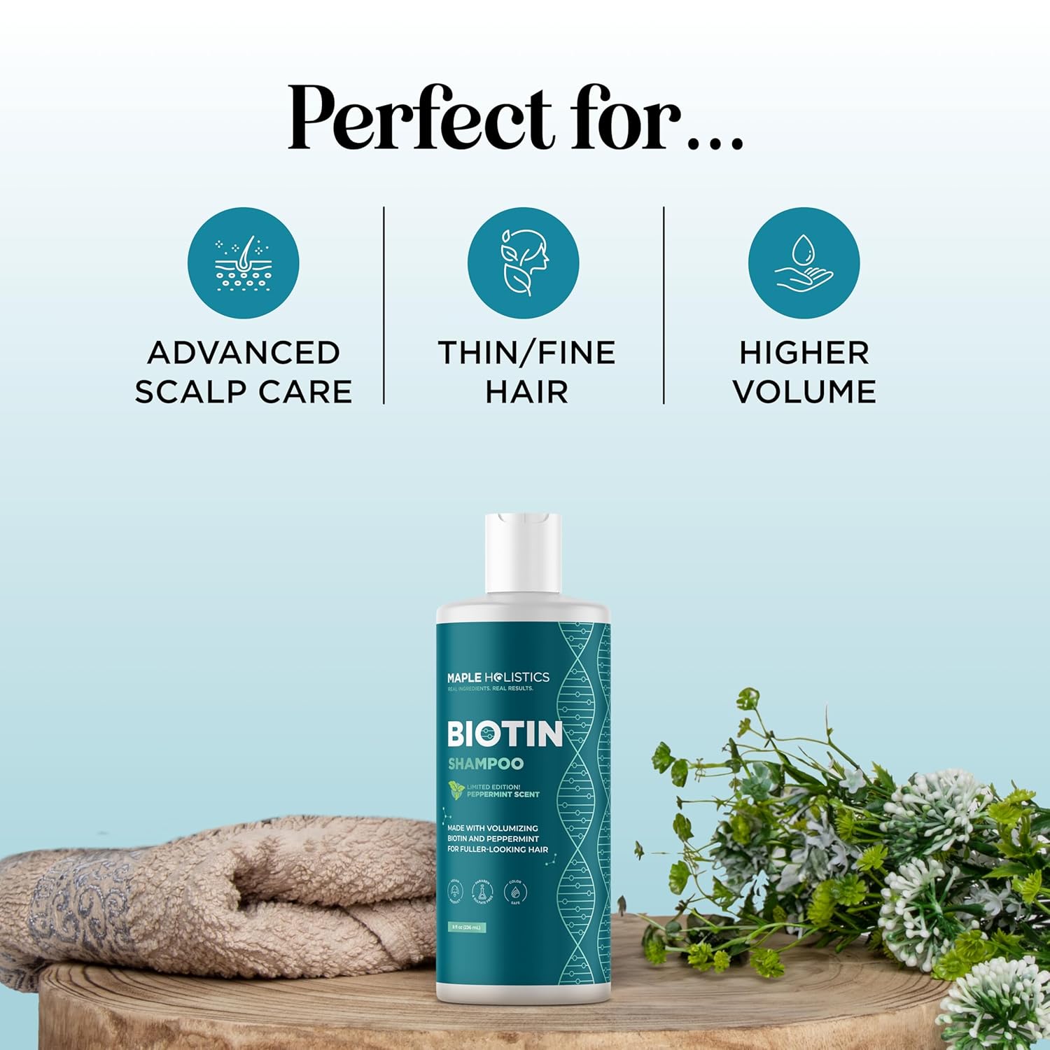 Rosemary and Biotin Shampoo for Thinning Hair - Vegan Volumizing Shampoo for Fine Hair with Argan and Tea Tree Oil - Paraben Silicone and Sulfate Free Shampoo for Dry Damaged Weak and Thin Hair Care