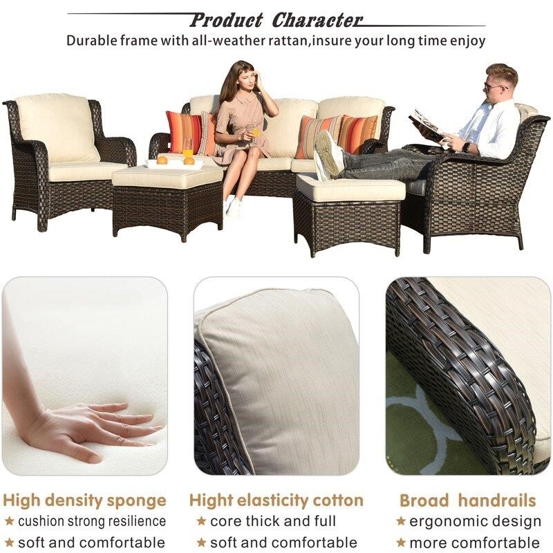 Melanson Wicker/Rattan 5 - Person Seating Group with Cushions