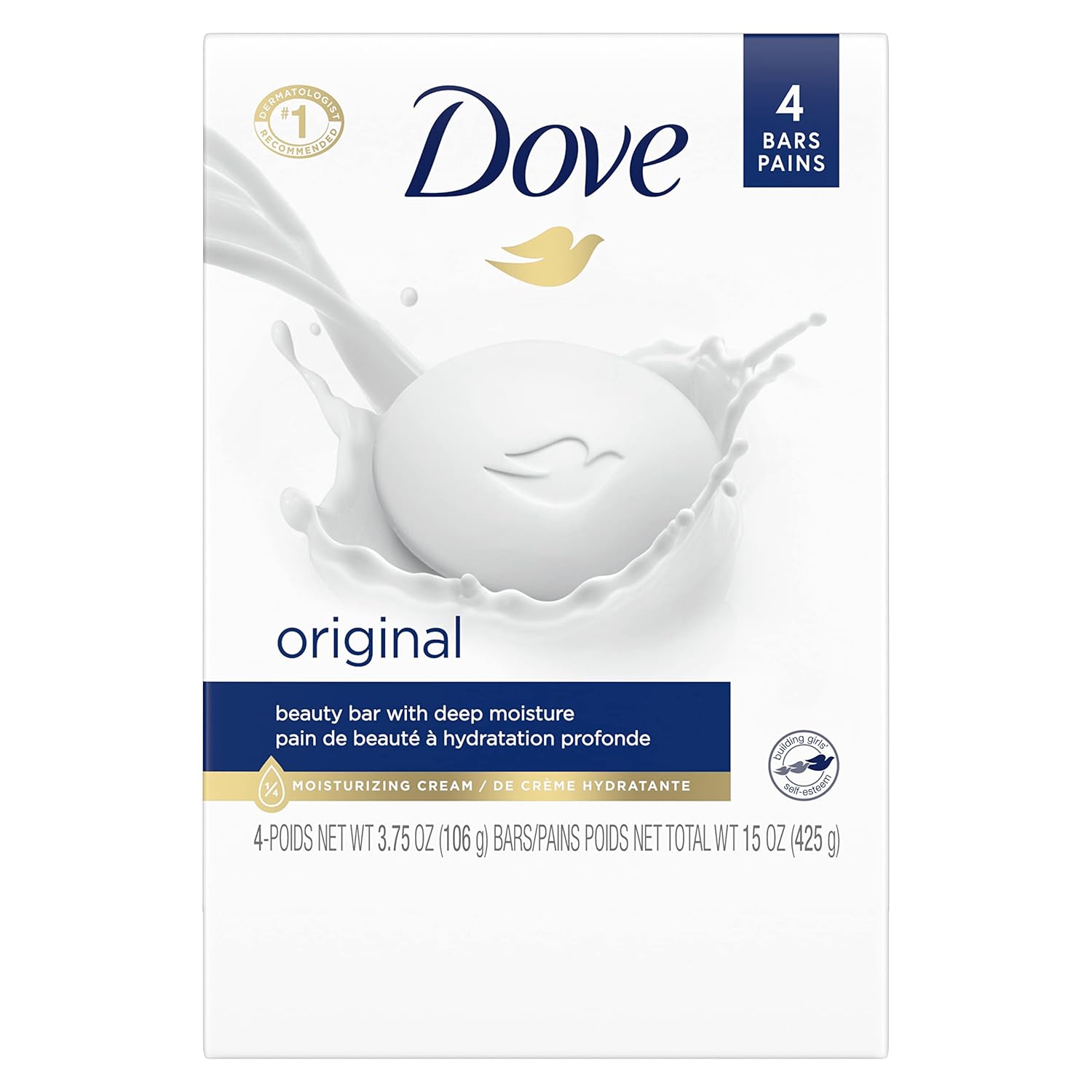 Dove Beauty Bar Gentle Skin Cleanser Moisturizing for Gentle Soft Skin Care Original Made With 1/4 Moisturizing Cream 3.75 oz, 14 Bars