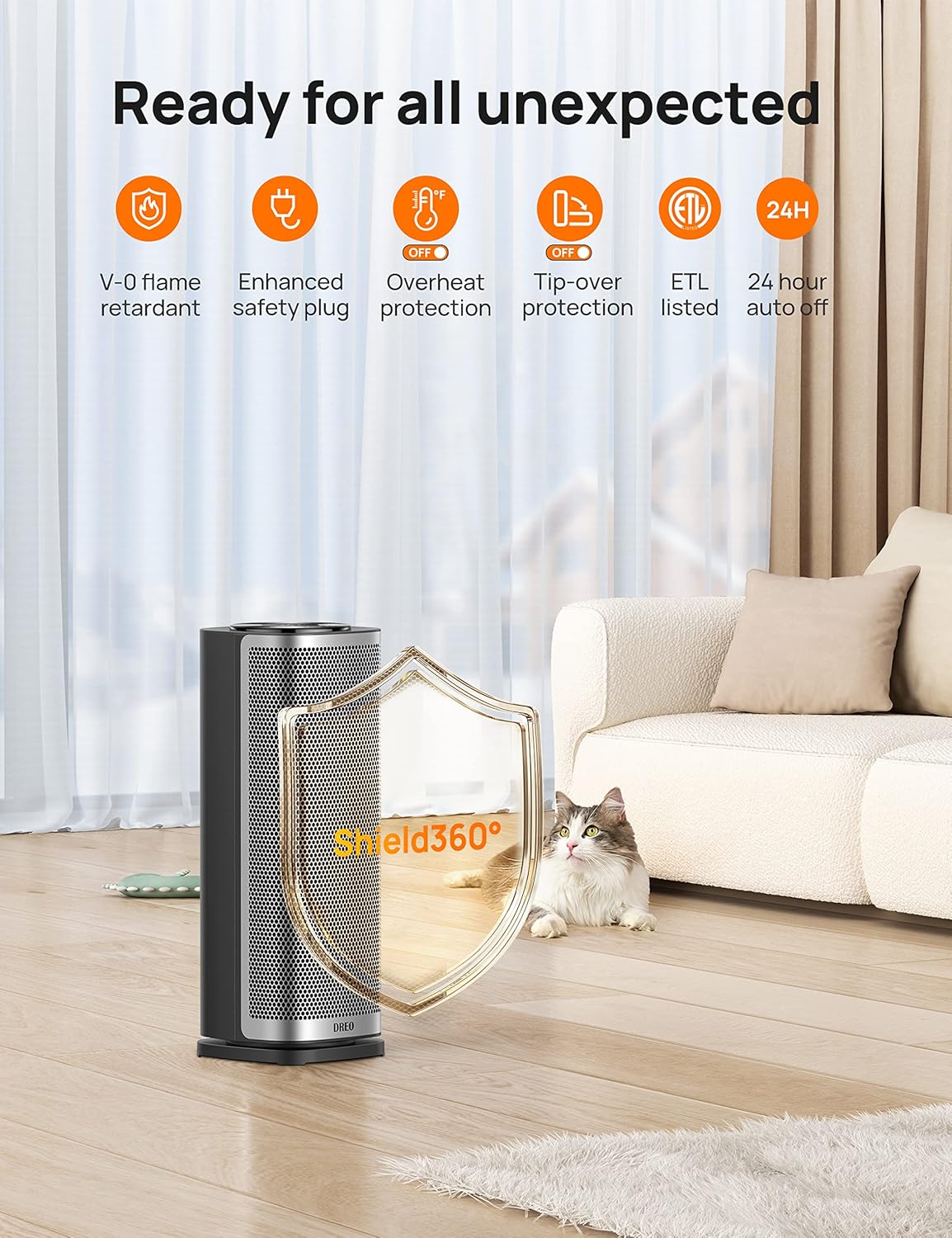 Dreo Space Heaters for Indoor Use Large Room, 70 ° Oscillation, Fast Heating Ceramic Electric with Digital Thermostat, Remote Control, 1-12H Timer, Overheat Protection, Safety Heater for Bedroom