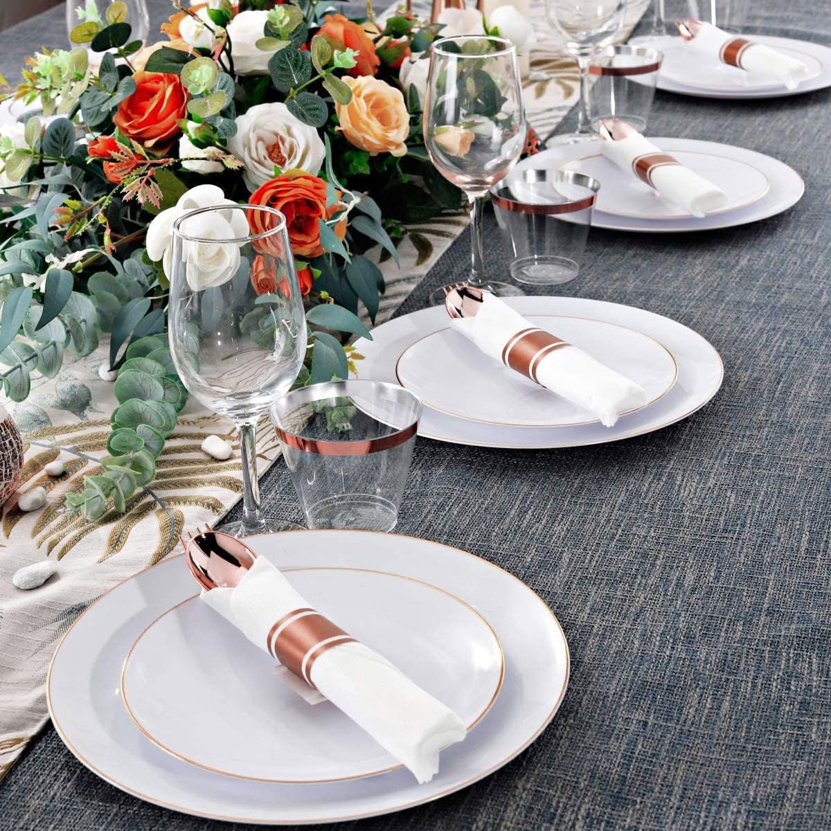 Supernal 60 Pack Pre Rolled Napkins with Gold Plastic Silverware, Premium Disposable Gold Wrapped Cutlery Set Includes: 60 Forks 60 Knives 60 Spoons 60 Napkin for Party