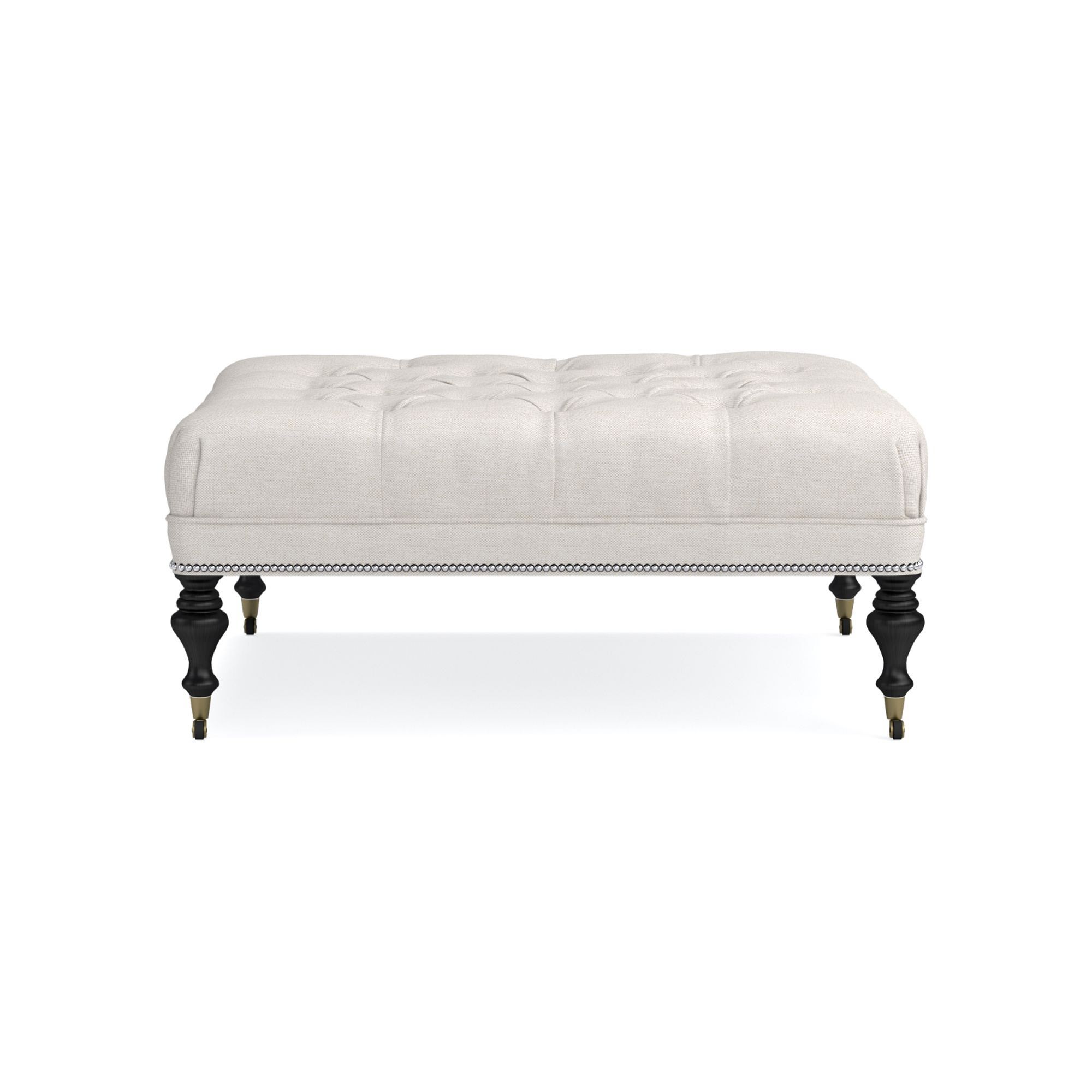 Fairfax Square Ottoman, Turned Leg with Tufted Top (26