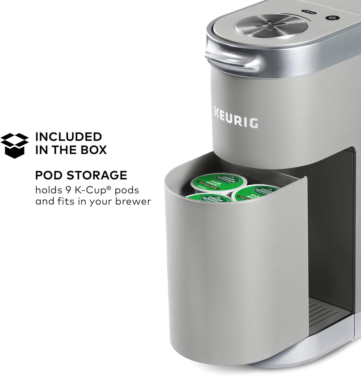 Keurig K-Mini Plus Single Serve K-Cup Pod Coffee Maker, with 6 to 12oz Brew Size, Stores up to 9 K-Cup Pods, Travel Mug Friendly, Matte Black