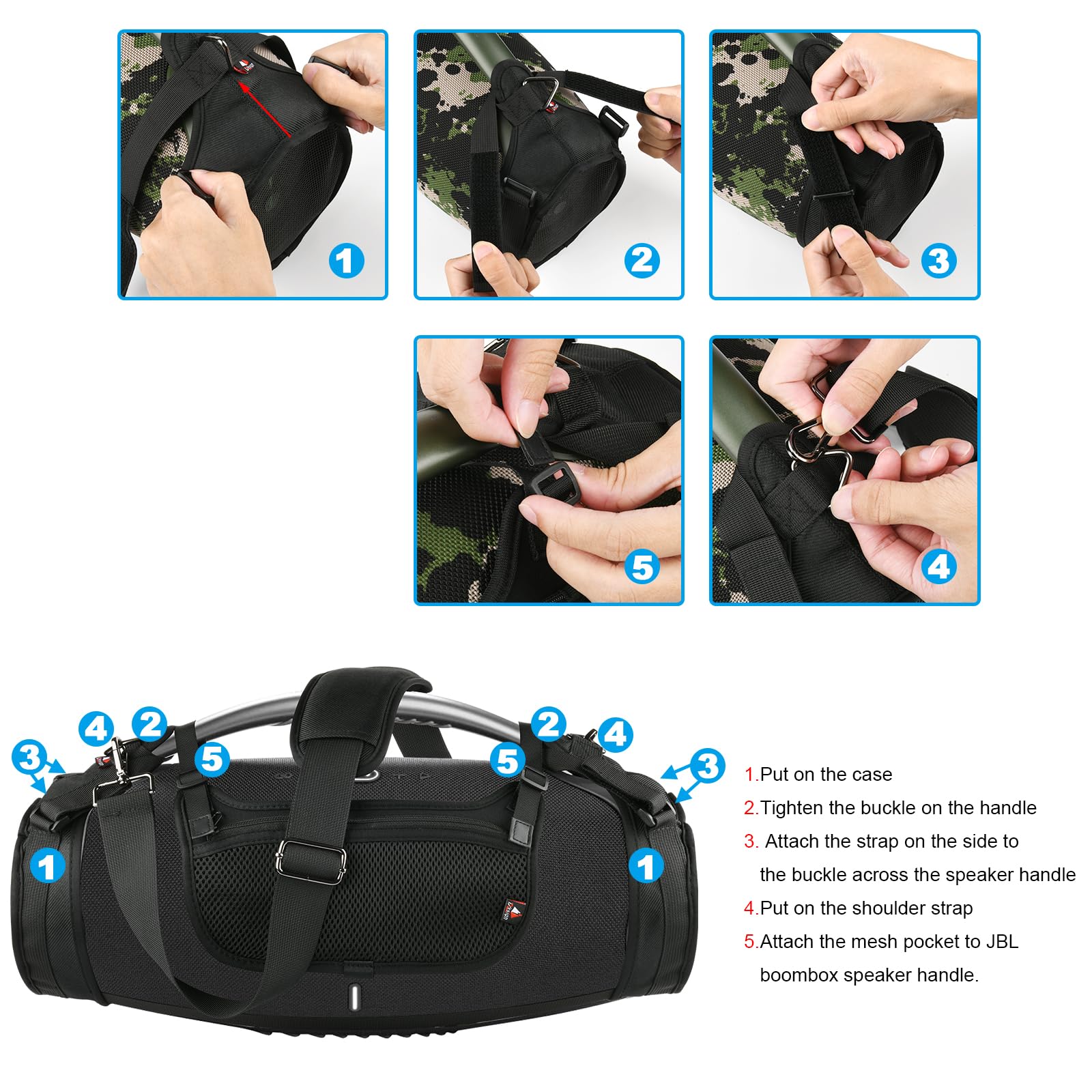 Travel Carrying Strap for JBL Boombox 3/Boombox 3 Wi-Fi Waterproof Portable Bluetooth Speaker
