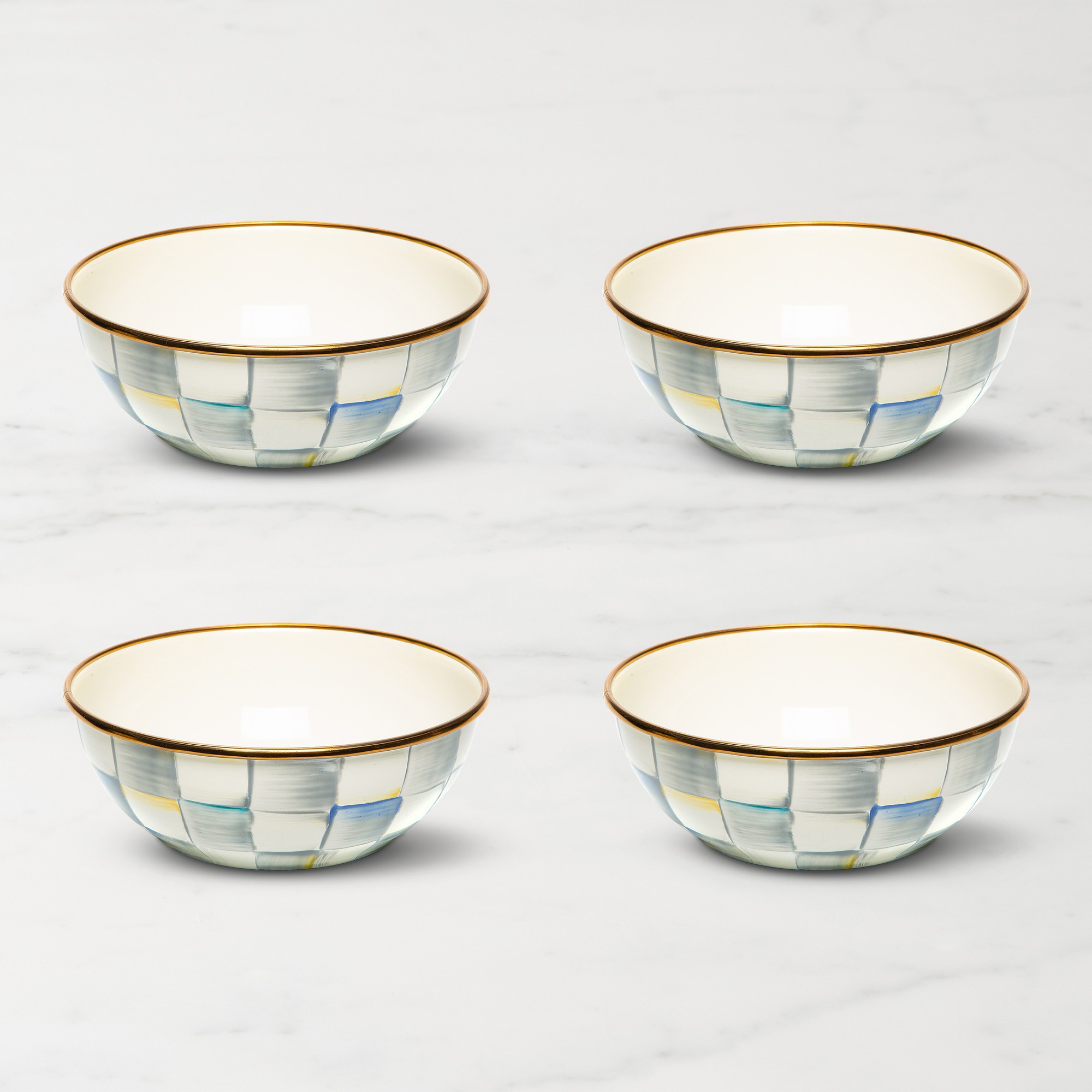 MacKenzie-Childs Sterling Check Everyday Bowls, Set of 4