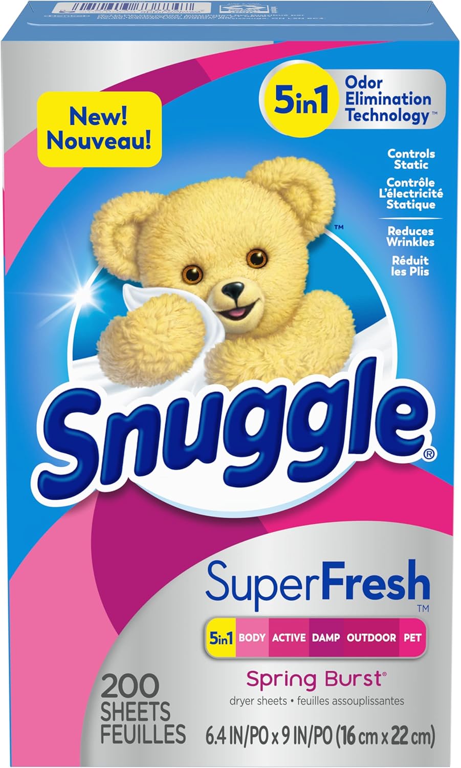 Snuggle Plus SuperFresh Fabric Softener Dryer Sheets with Static Control and Odor Eliminating Technology, Original, 200 Count