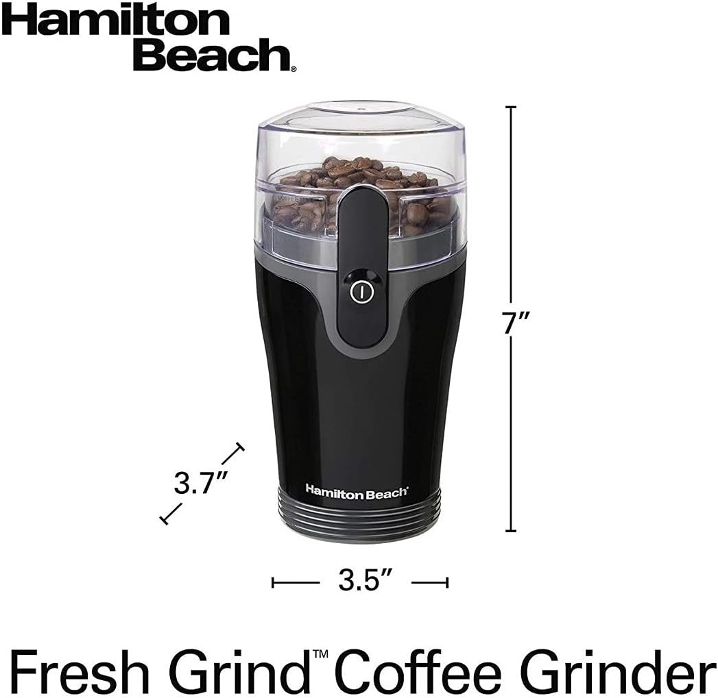 Hamilton Beach Fresh Grind Electric Coffee Grinder for Beans, Spices and More, Stainless Steel Blades, Removable Chamber, Makes up to 12 Cups, Black
