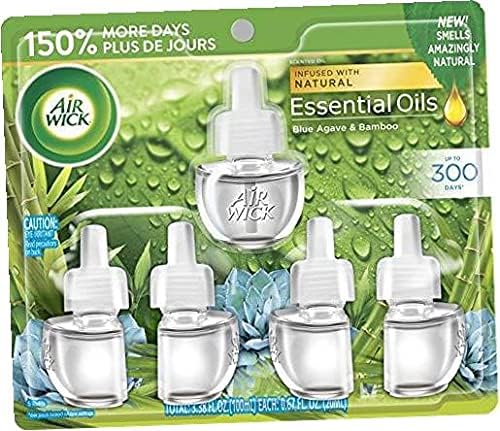 Air Wick Plug in Scented Oil Refill, 5ct, Fresh Linen, Essential Oils, Air Freshener