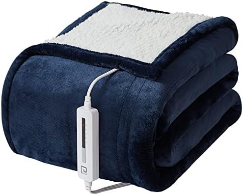 EHEYCIGA Heated Blanket Electric Blanket Throw - Heating Blanket with 9 Heating Levels & 10 Hours Auto Off, Soft Cozy Sherpa Washable Blanket with Fast Heating, 50 x 60 Inches