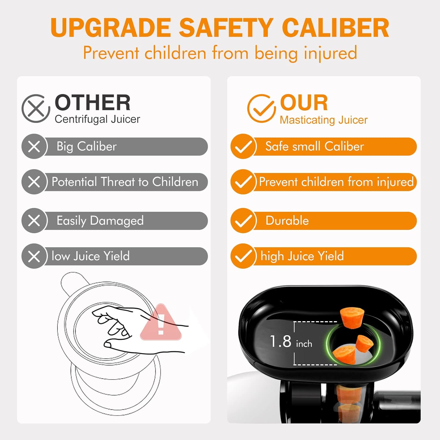 Masticating Juicer Machines, AMZCHEF Slow Cold Press Juicer with Reverse Function, High Juice Yield, Easy Clean with Brush,Recipes for High Nutrient Fruits and Vegetables, Gray(Updated)