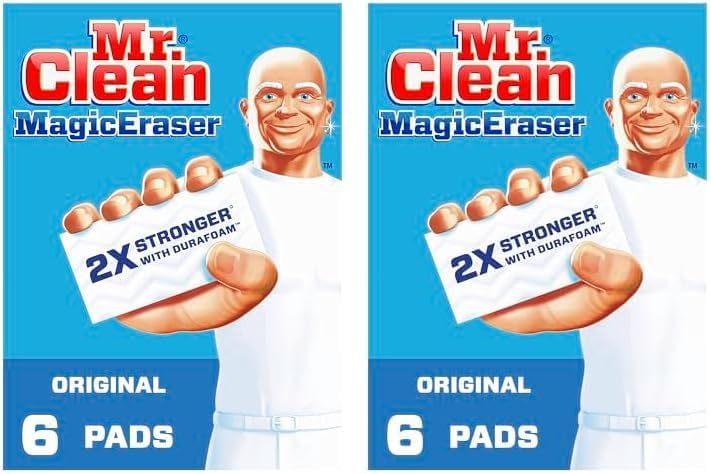 Mr. Clean Magic Eraser, Shoe, Bathroom, Oven, and Shower Cleaner, Cleaning Pads with Durafoam, 6 Count