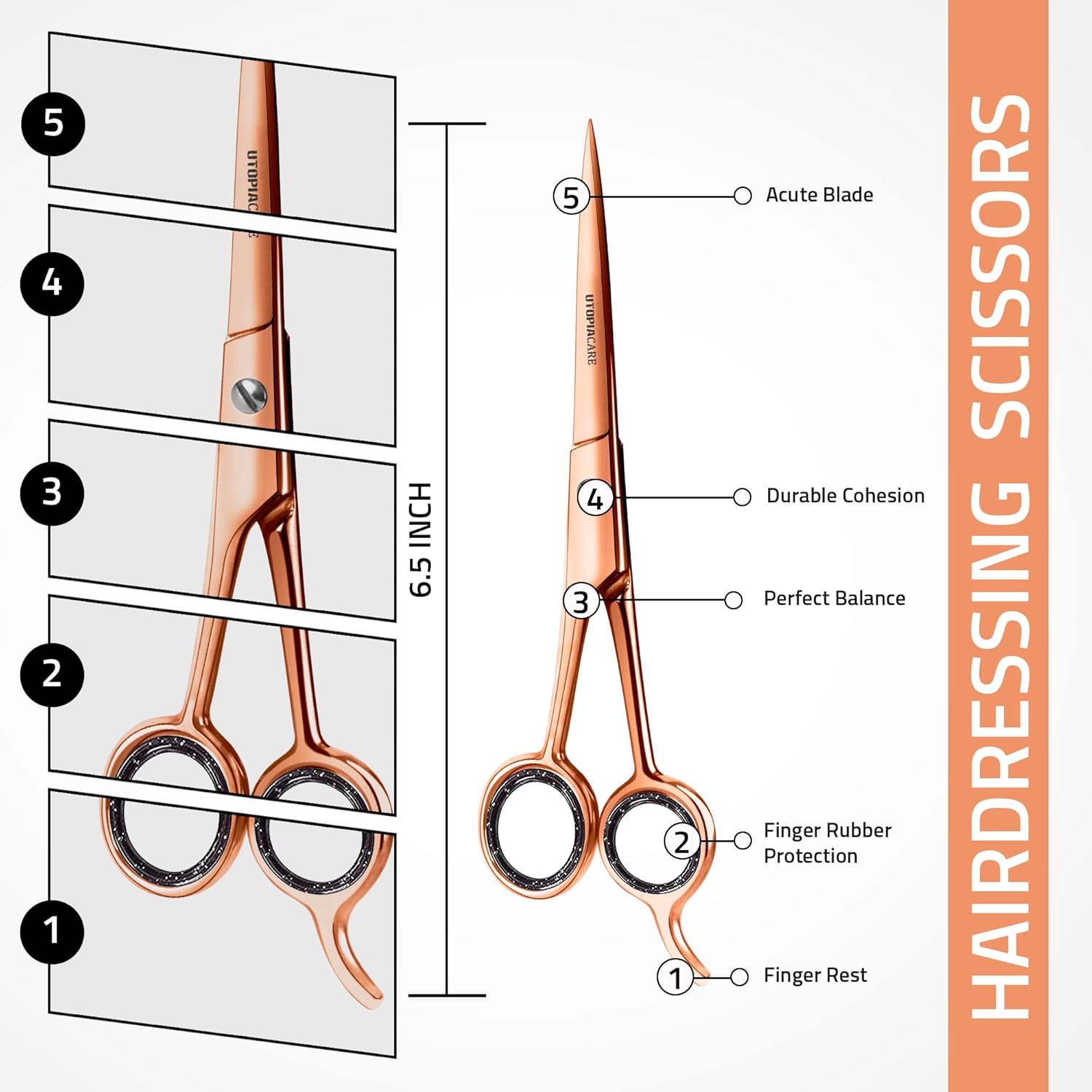 Utopia Care Hair Cutting and Hairdressing Scissors 6.5 Inch, Premium Stainless Steel shears with smooth Razor & Sharp Edge Blades, for Salons, Men & Women, Kids, Adults, & Pets - Silver