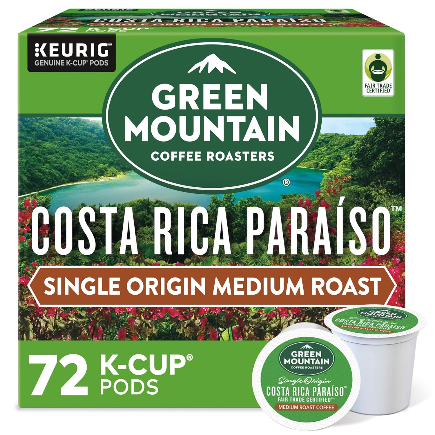 Green Mountain Coffee Roasters Half Caff Keurig Single-Serve K-Cup pods, Medium Roast Coffee, 72 Count (6 Packs of 12)