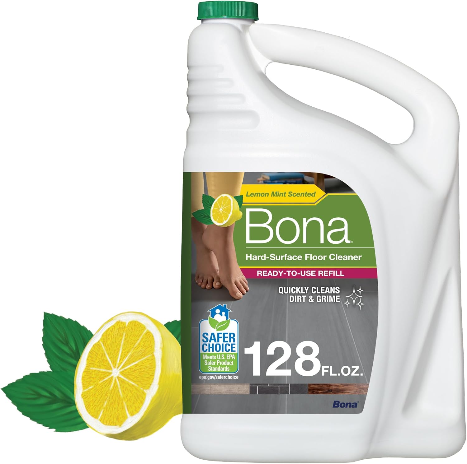 Bona Multi-Surface Floor Cleaner Refill - 128 fl oz - Unscented - Refill for Bona Spray Mops and Spray Bottles - Residue-Free Floor Cleaning Solution for Stone, Tile, Laminate, and Vinyl Floors