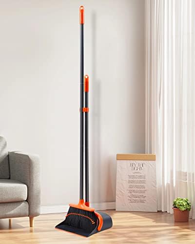Broom and Dustpan, Broom and Dustpan Set for Home, Long Handle Broom with Dustpan, Broom and Dustpan Combo for Office Home Kitchen Lobby Floor Use Dustpan and Broom Set