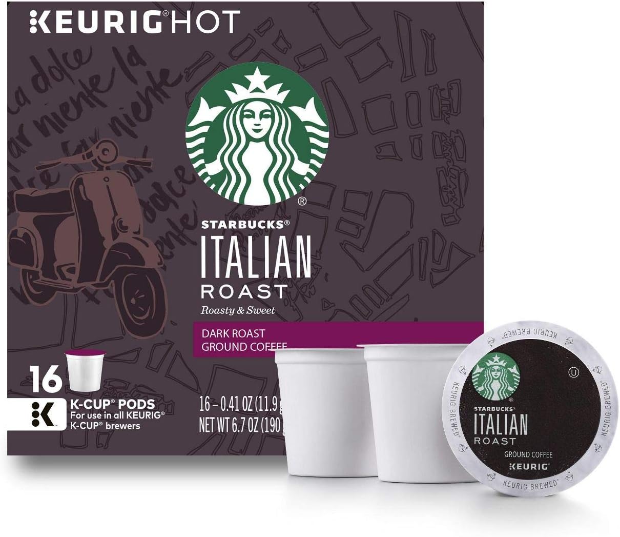Starbucks K-Cup Coffee Pods, Dark Roast Coffee, French Roast for Keurig Brewers, 100% Arabica, 4 boxes (96 pods total)