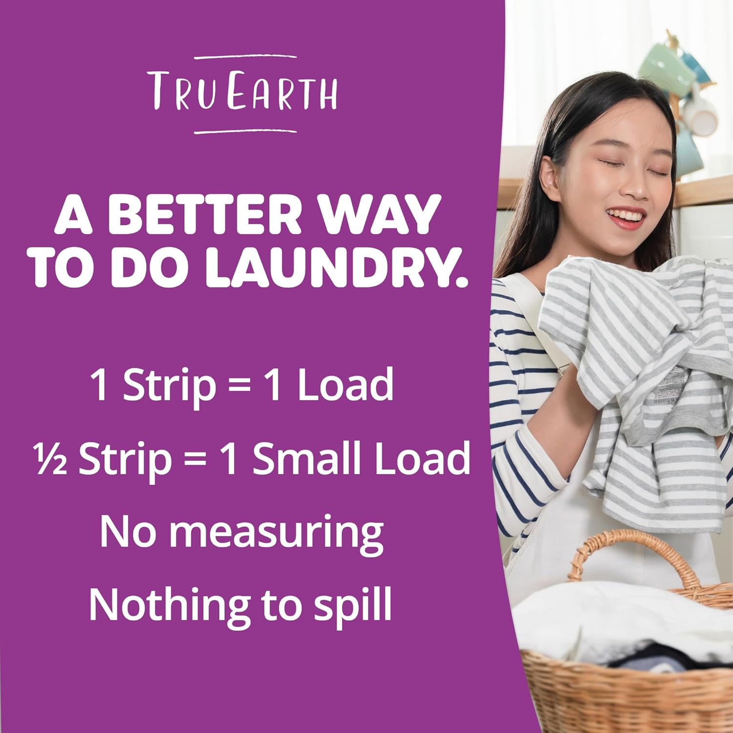 Tru Earth Compact Dry Laundry Detergent Sheets - Up to 64 Loads (32 Sheets) - Paraben-Free - Original Eco-Strip Liquidless Laundry Detergent, Travel Laundry Sheets - Fresh Linen